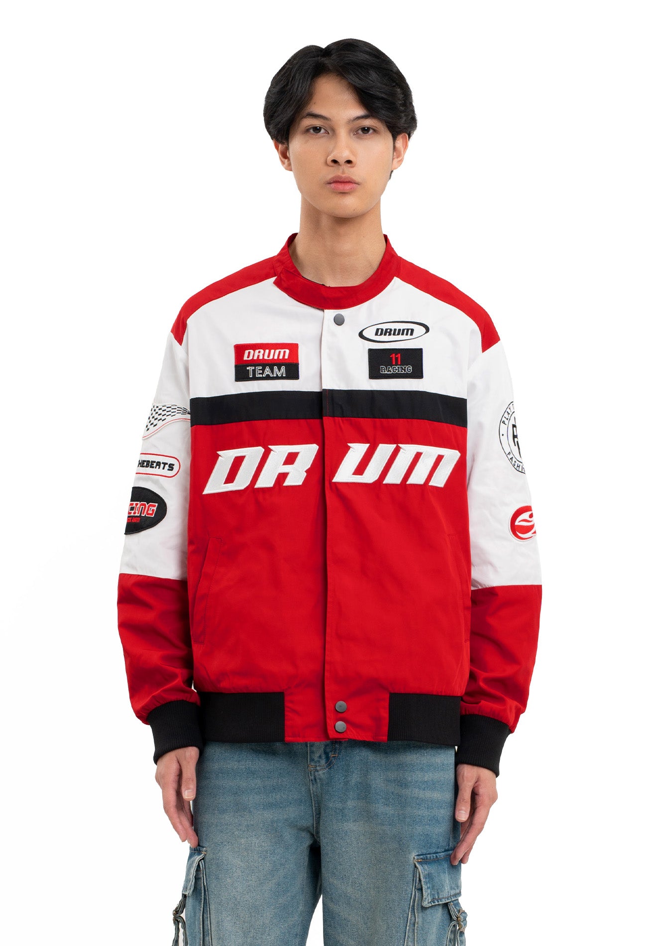 SELECT Embroidery Patches Racing Collection Jacket - Red