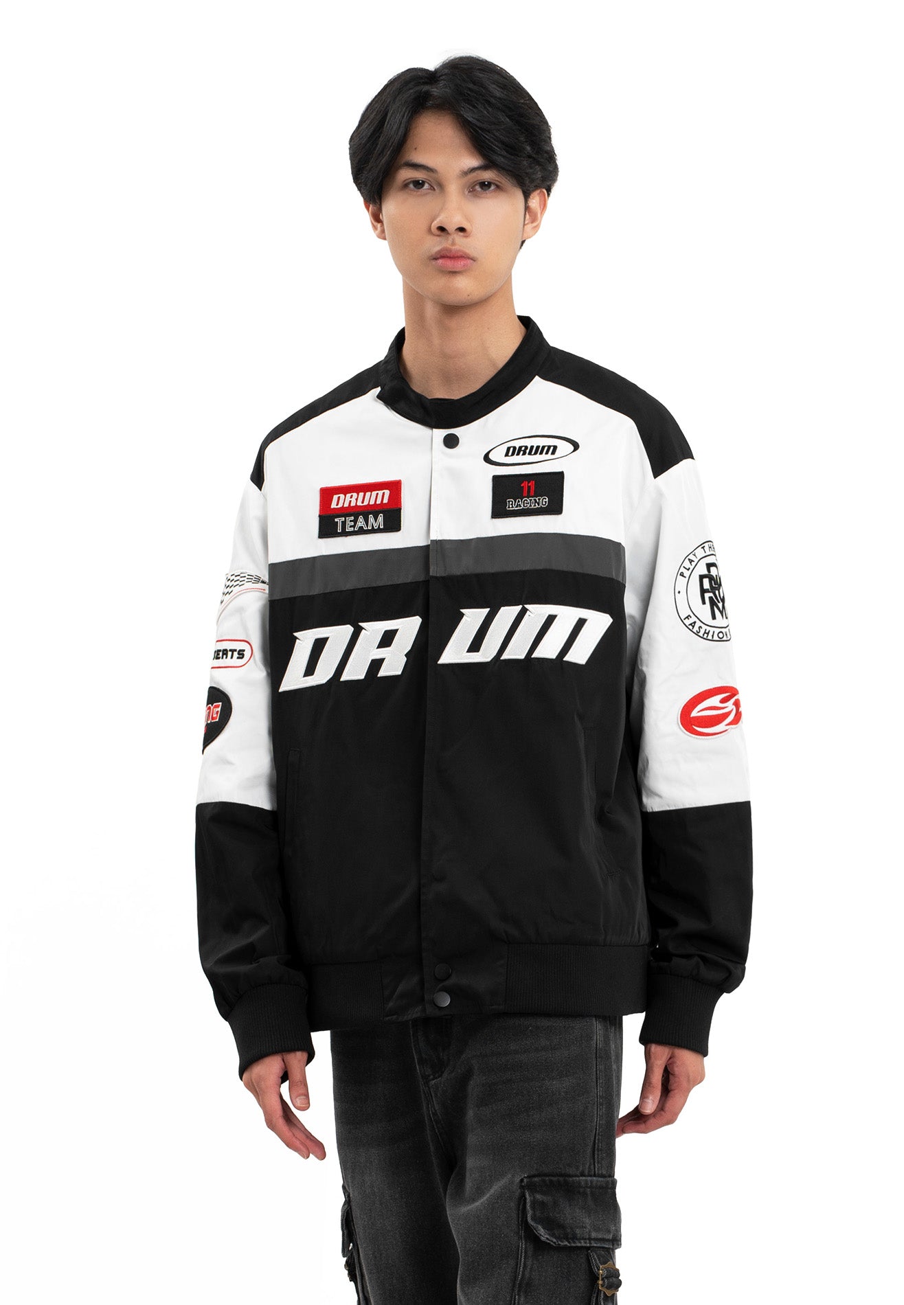 SELECT Embroidery Patches Racing Collection Jacket - Black