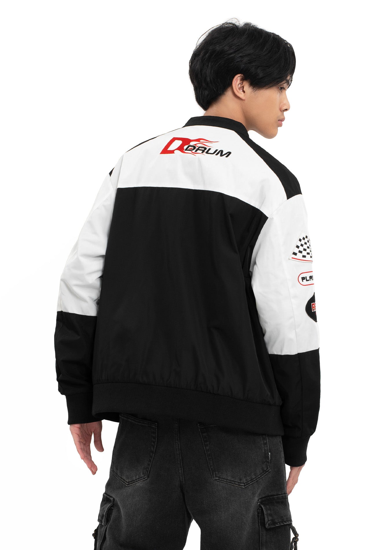 SELECT Embroidery Patches Racing Collection Jacket - Black