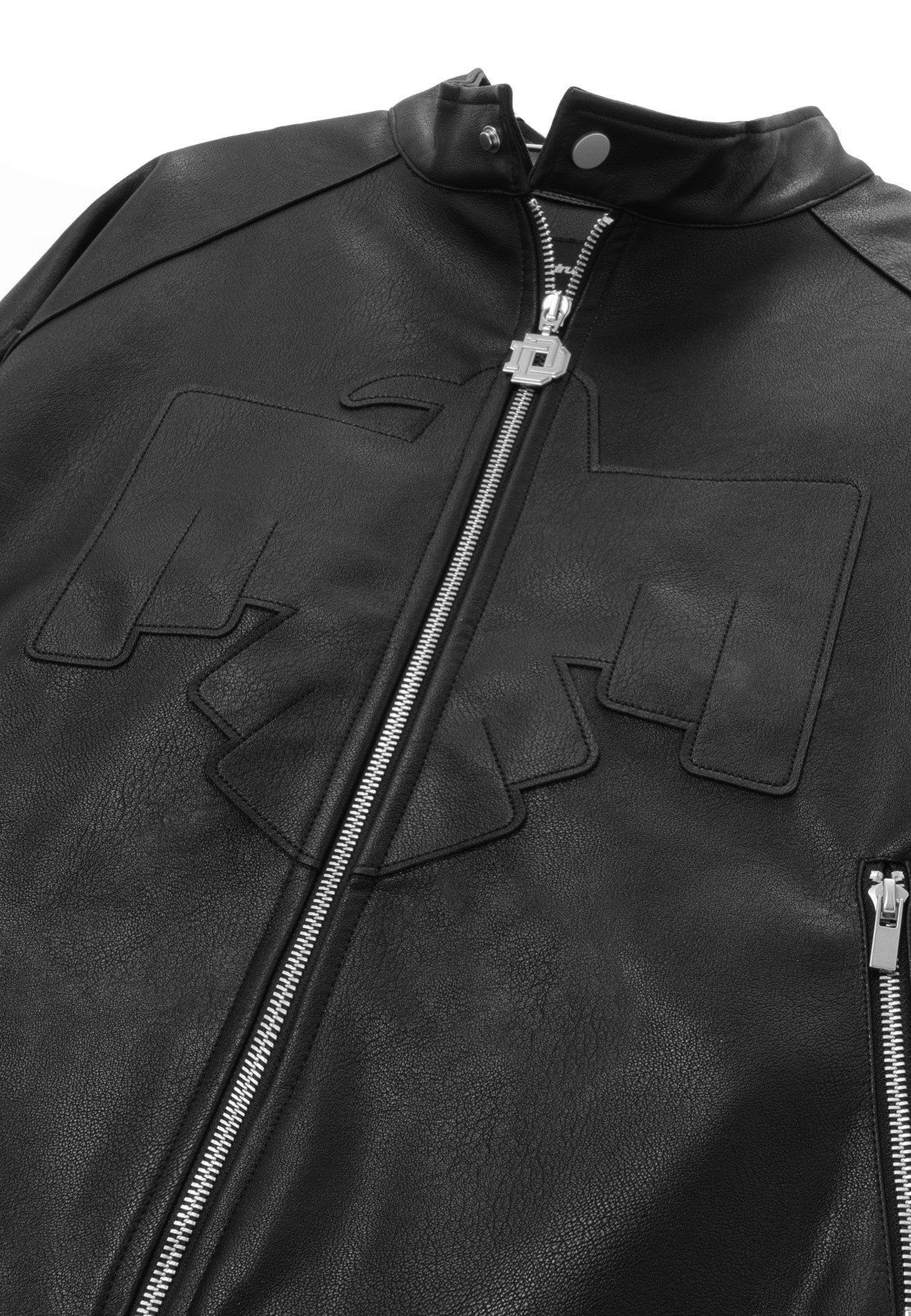 DRUM X AOS 3D Embossed Pu Leather Jacket- Black