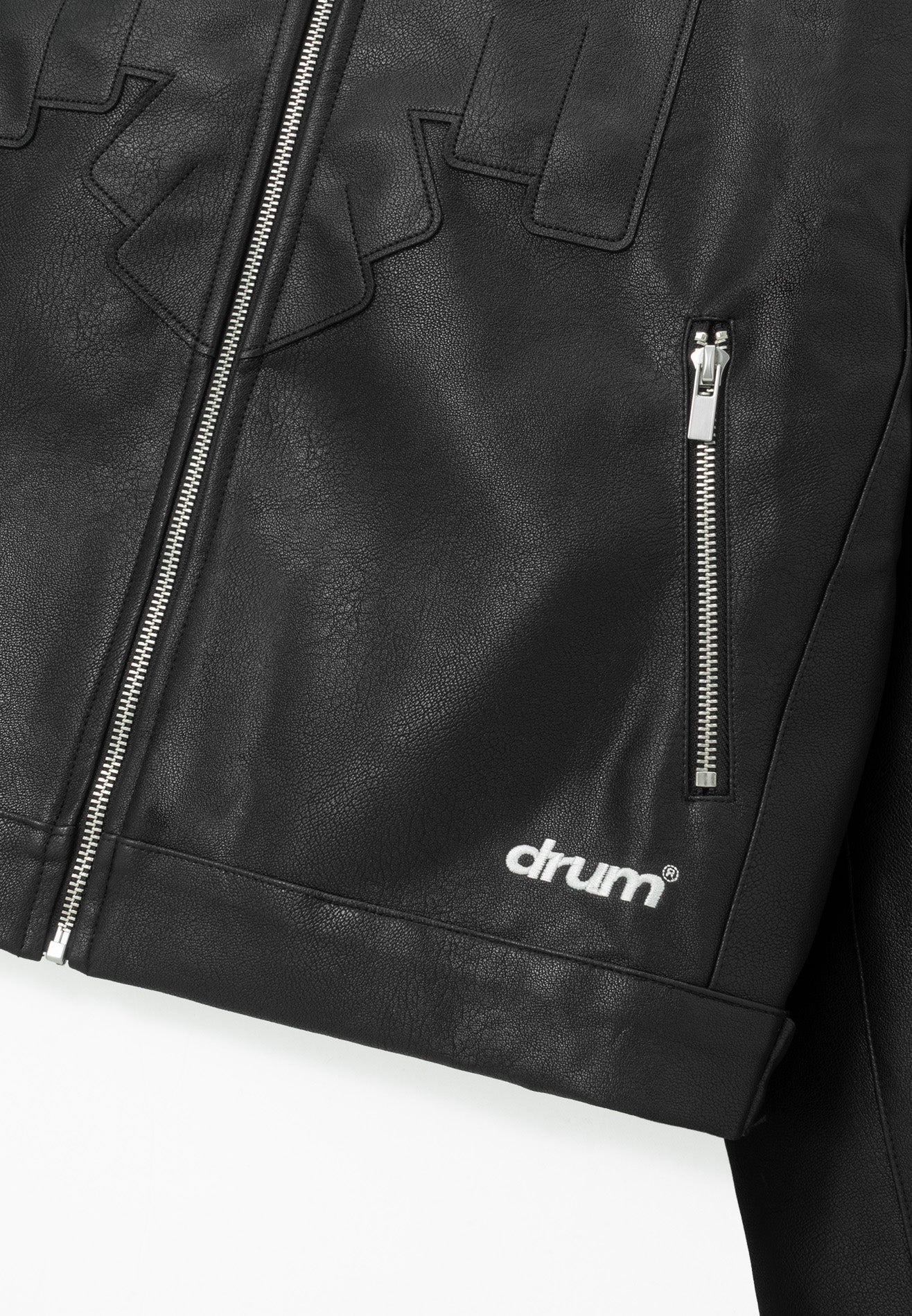 DRUM X AOS 3D Embossed Pu Leather Jacket- Black