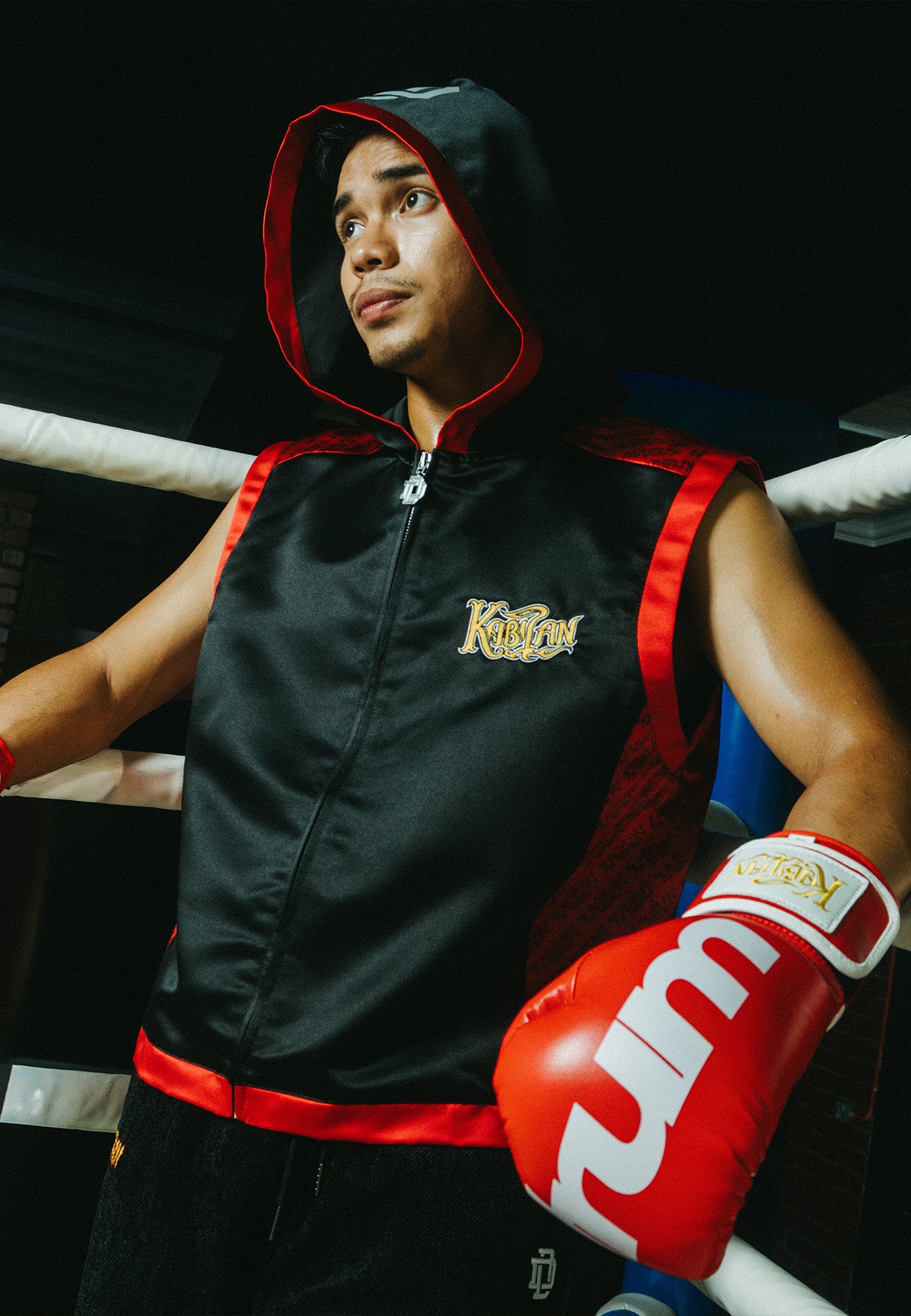 DRUM x Kabilan S. Sleeveless Hoodie Cape Jacket- Black