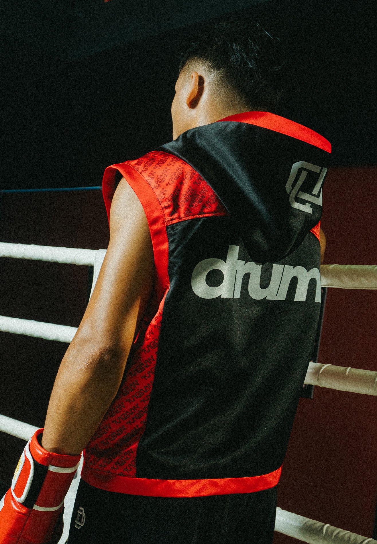 DRUM x Kabilan S. Sleeveless Hoodie Cape Jacket- Black