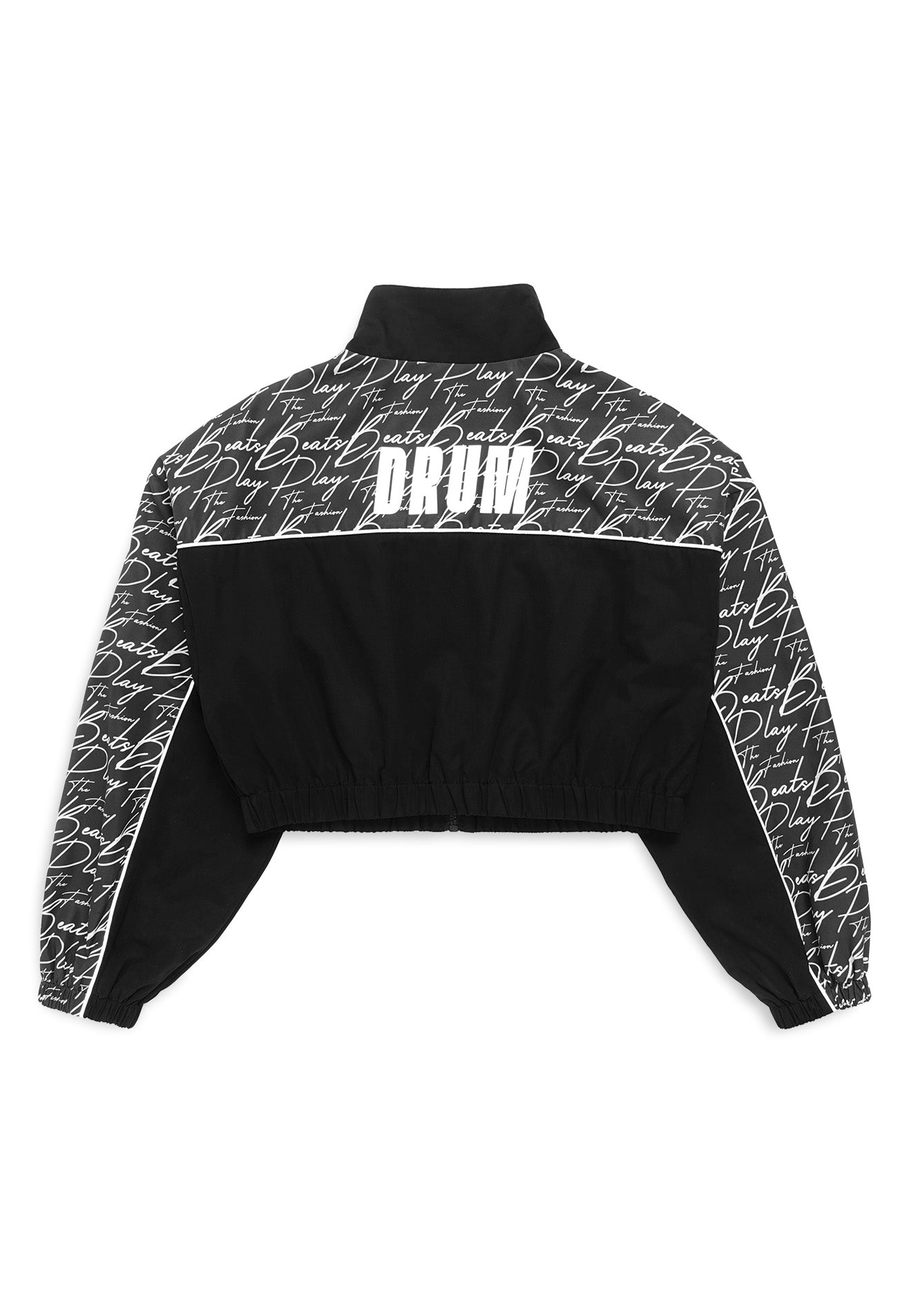 Select Women Lightweight Reflective Print Crop Jacket- Black