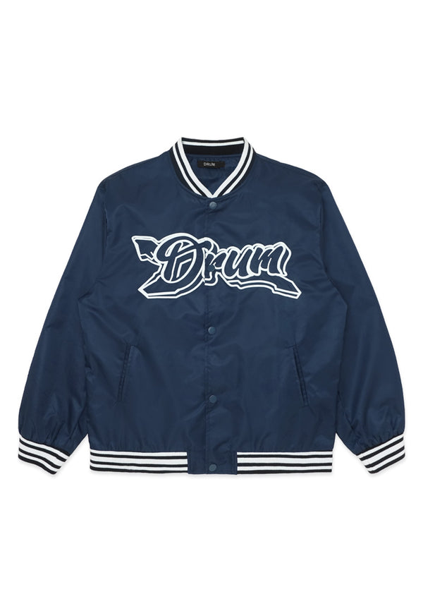 DRUM SELECT Logo Baseball Jacket - Navy Blue