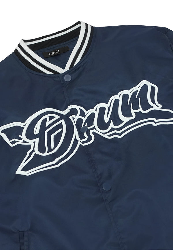 DRUM SELECT Logo Baseball Jacket - Navy Blue
