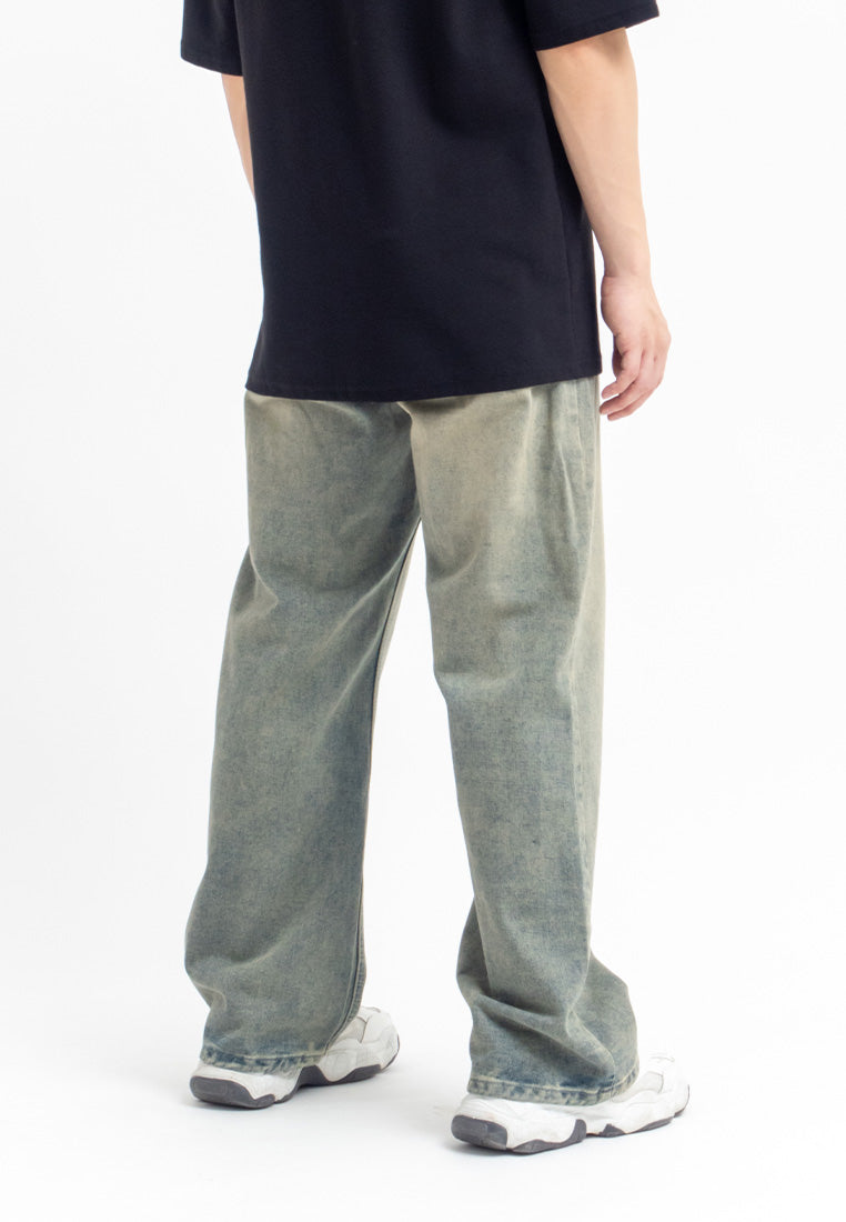 DRUM Stone Washed Baggy Jeans- Blue