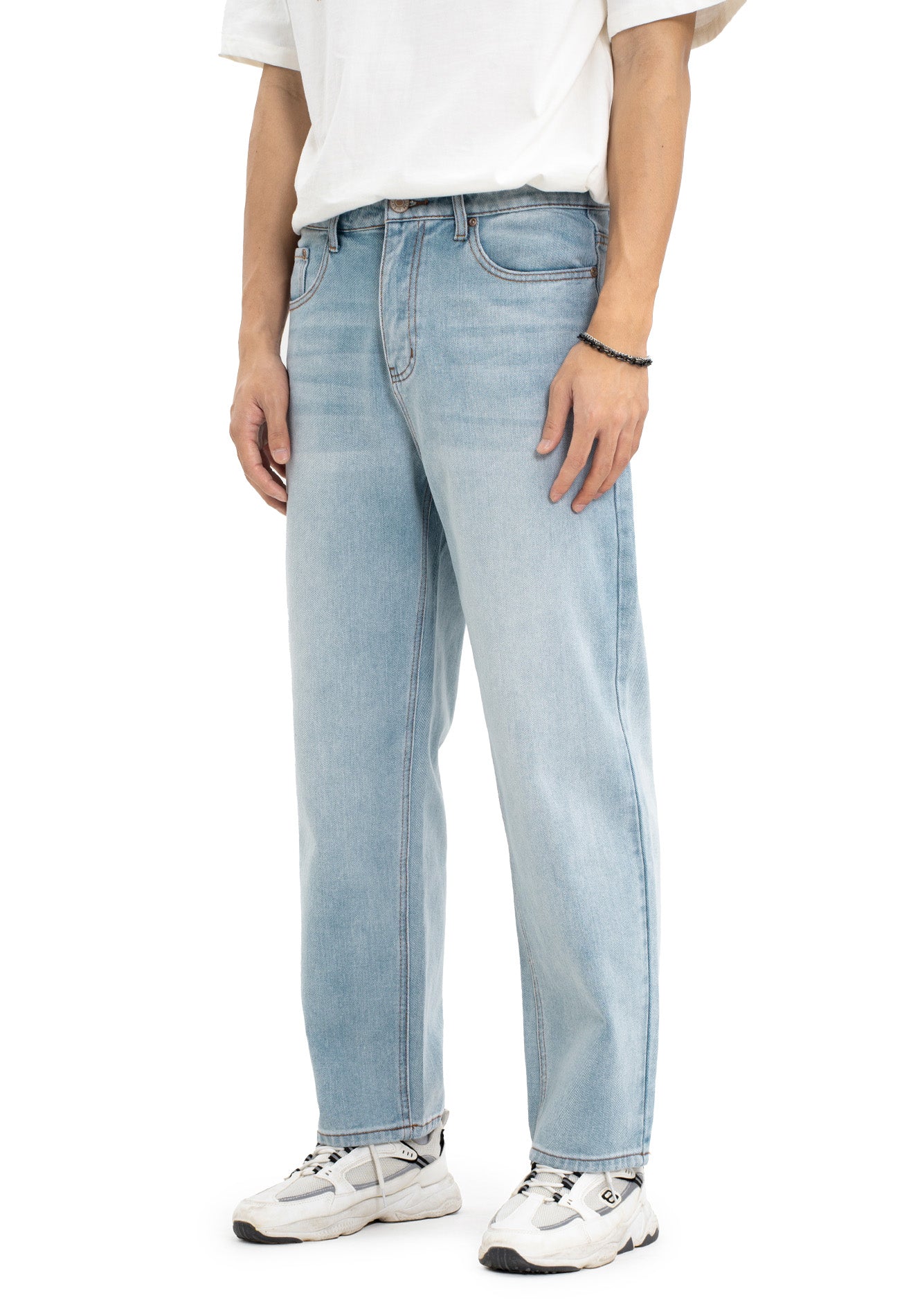 DRUM Washed Denim Straight Cut Jeans- Light Blue