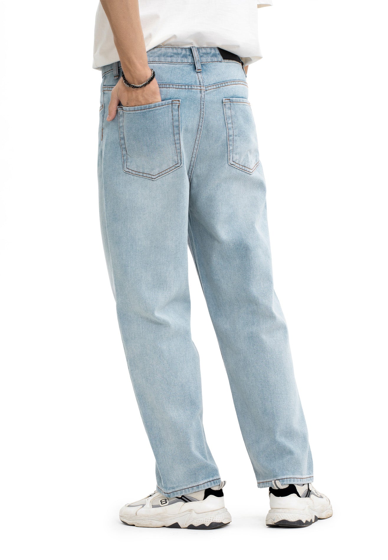 DRUM Washed Denim Straight Cut Jeans- Light Blue