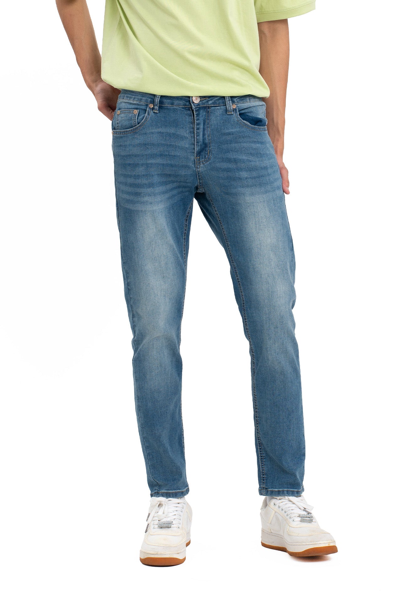 Washed Details Skinny Fit Jeans- Dark Blue