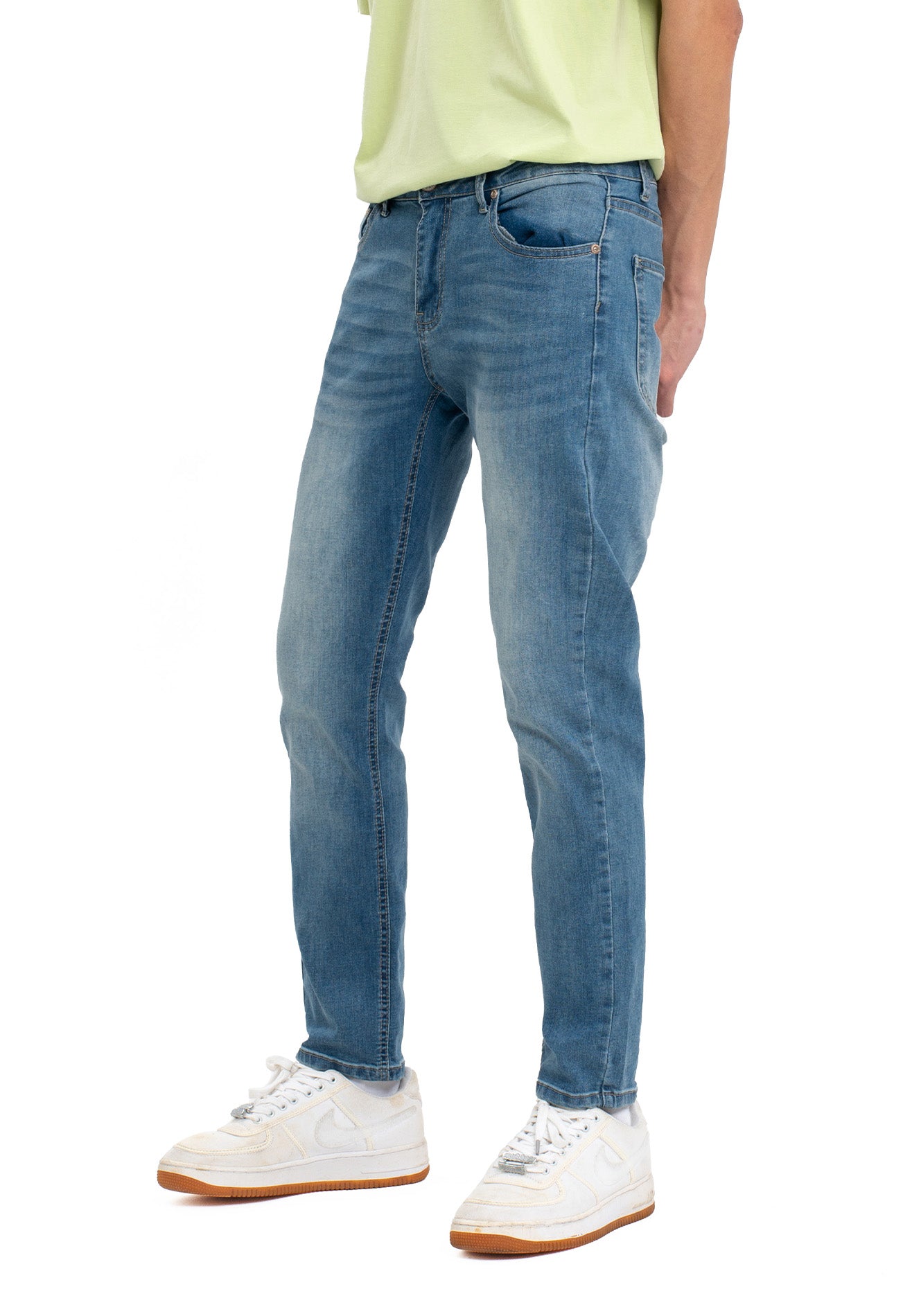 Washed Details Skinny Fit Jeans- Dark Blue