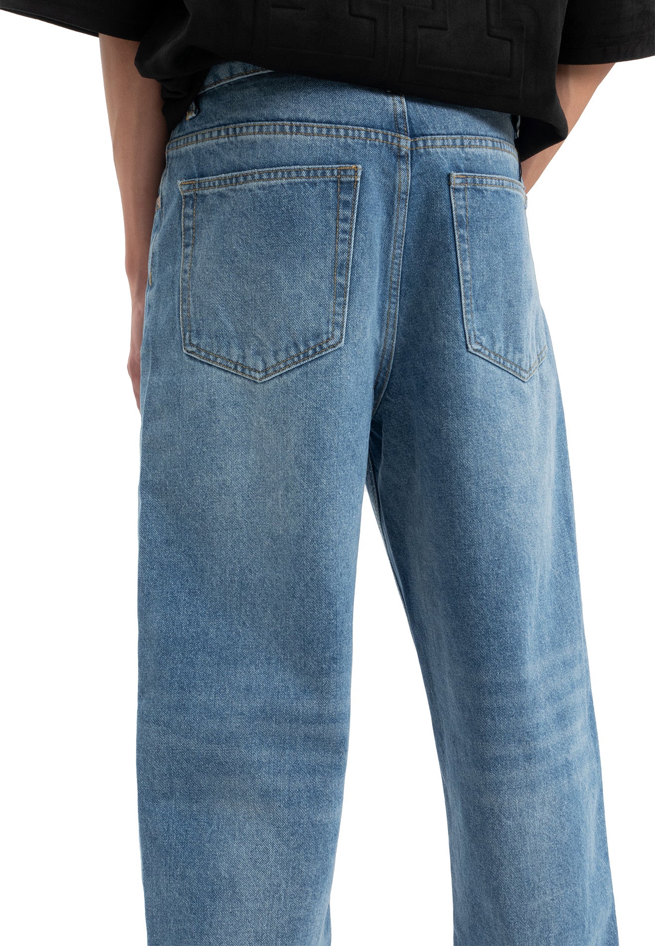 DRUM Washed Denim Straight Cut Jeans- Blue
