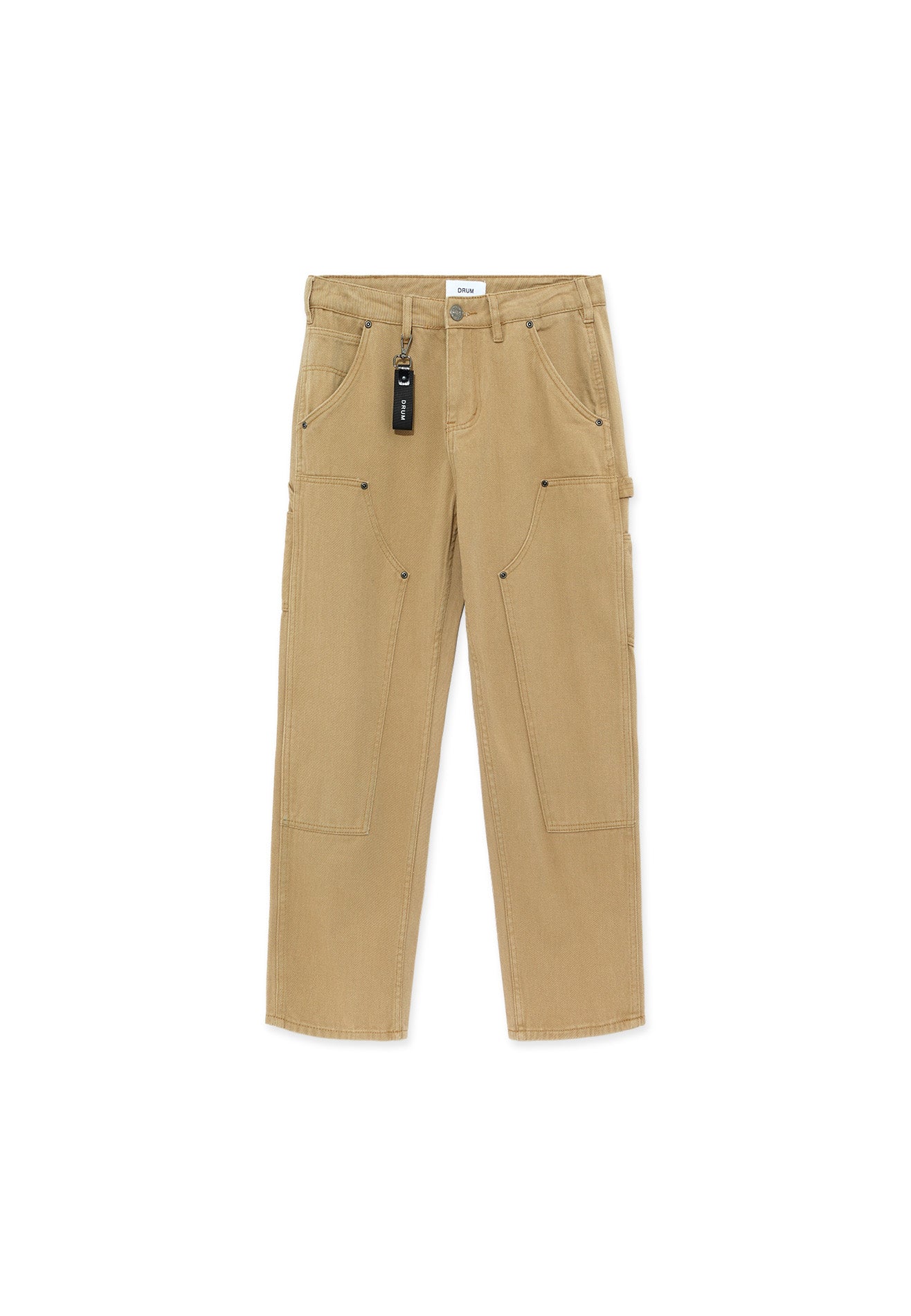 Double Knee Straight Cut Jeans- Khaki