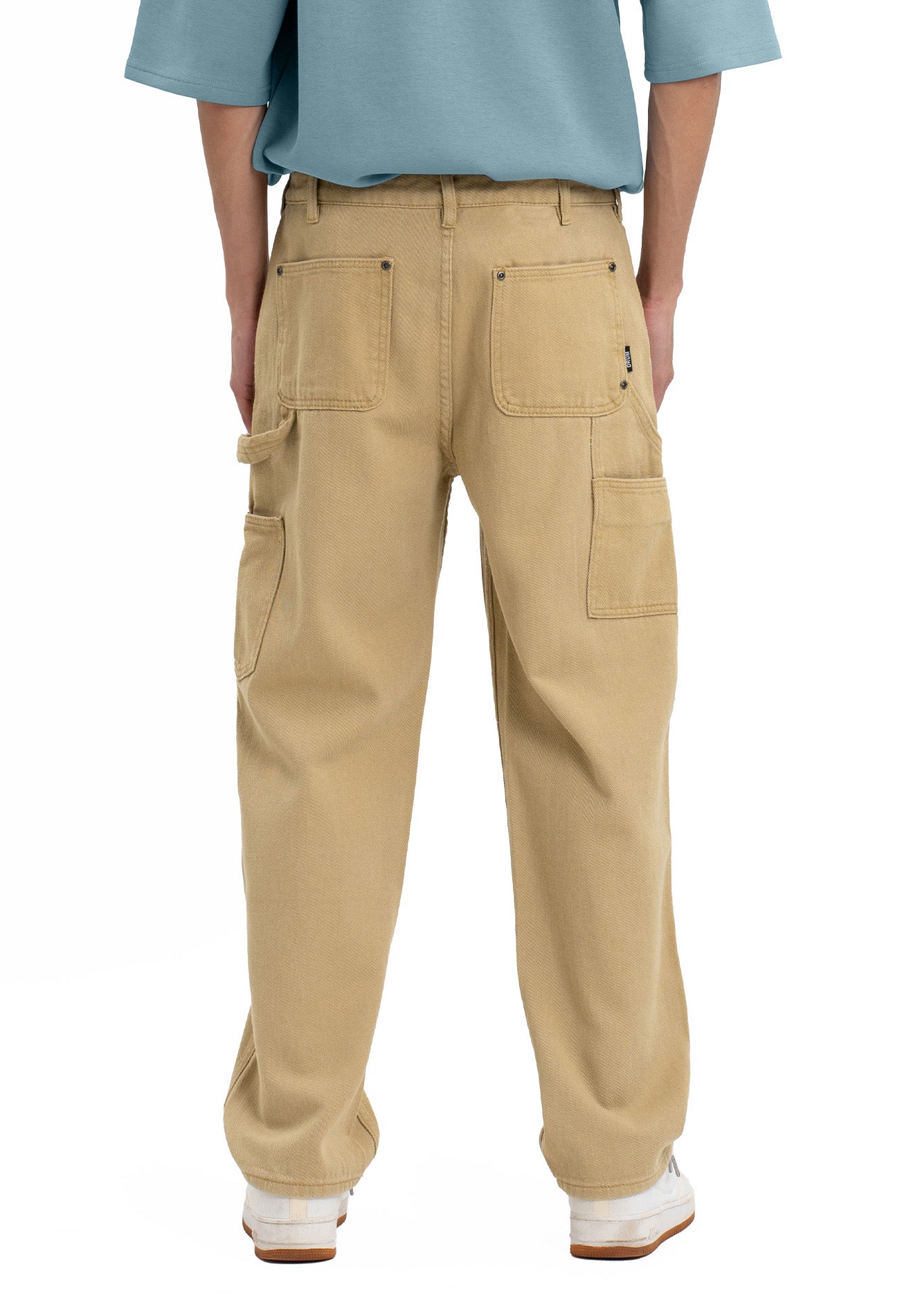 Double Knee Straight Cut Jeans- Khaki