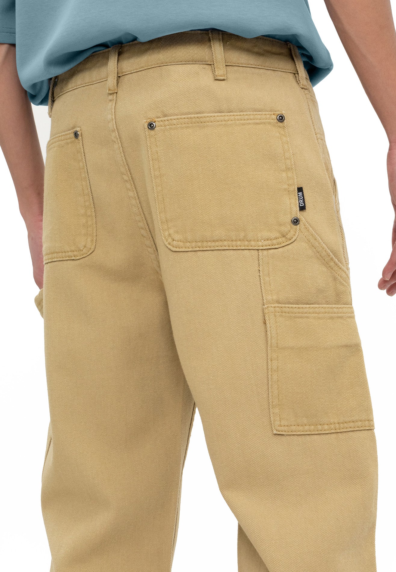 Double Knee Straight Cut Jeans- Khaki