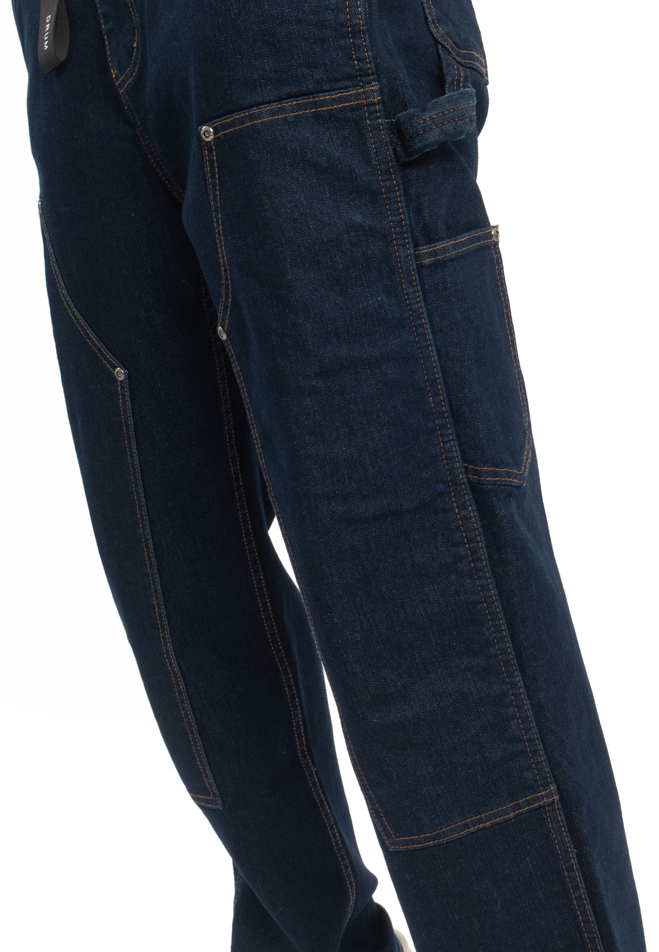 Double Knee Straight Cut Jeans- Navy