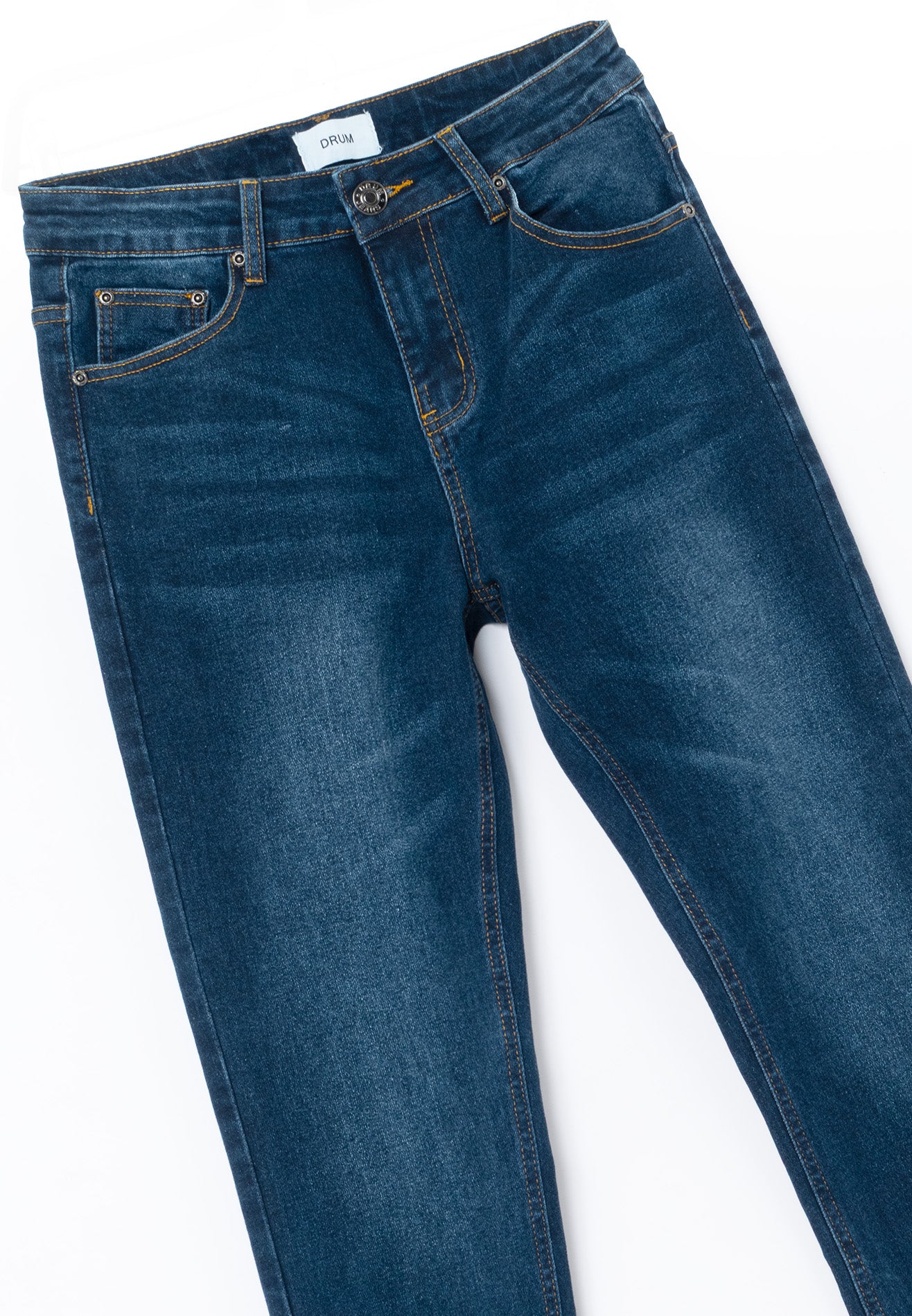 DRUM Cat Whiskle Washed Details Slim fit Jeans- Dark Blue