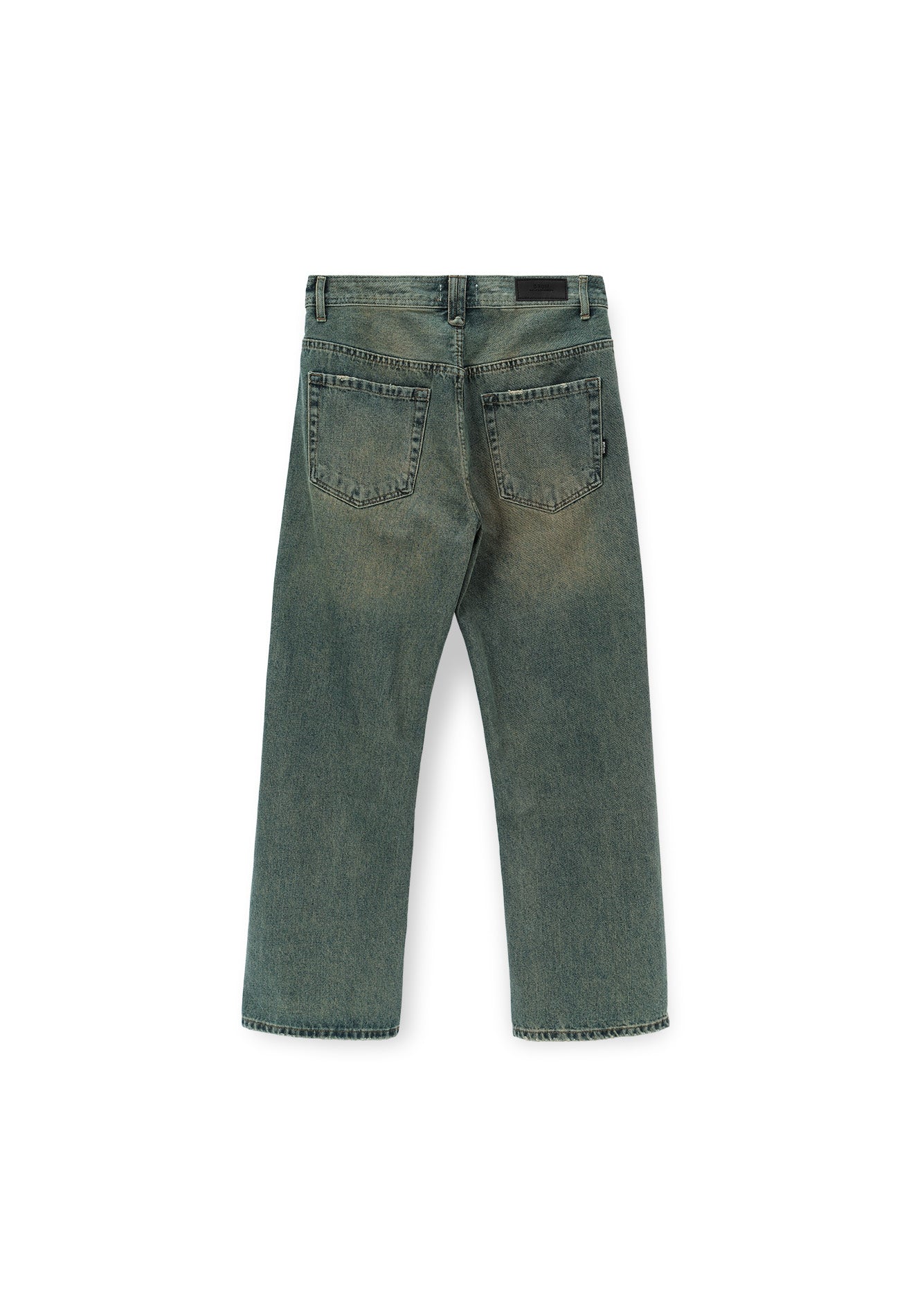 Cut & Sew Washed Baggy Jeans- Blue
