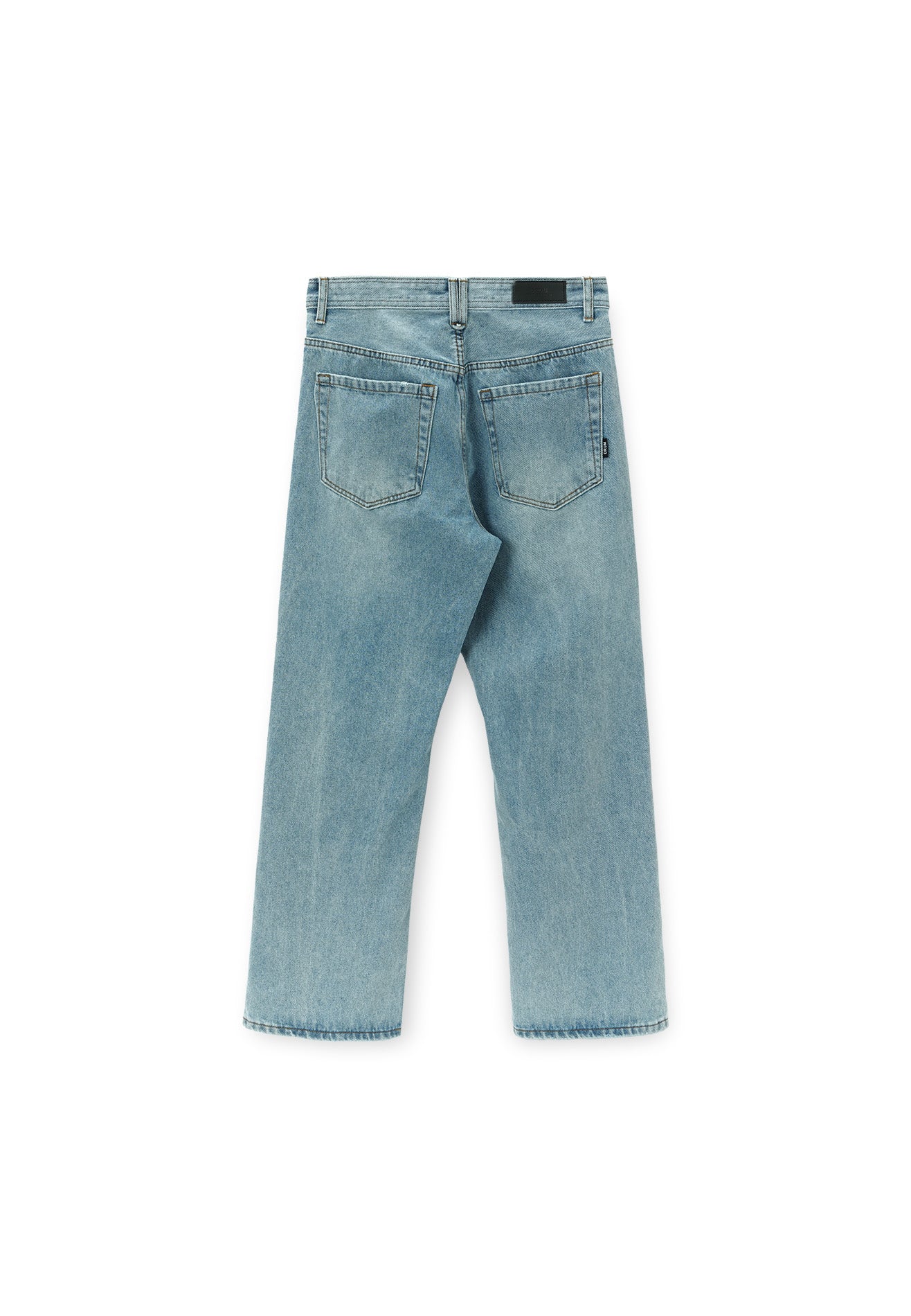 Cut & Sew Washed Baggy Jeans- Light Blue