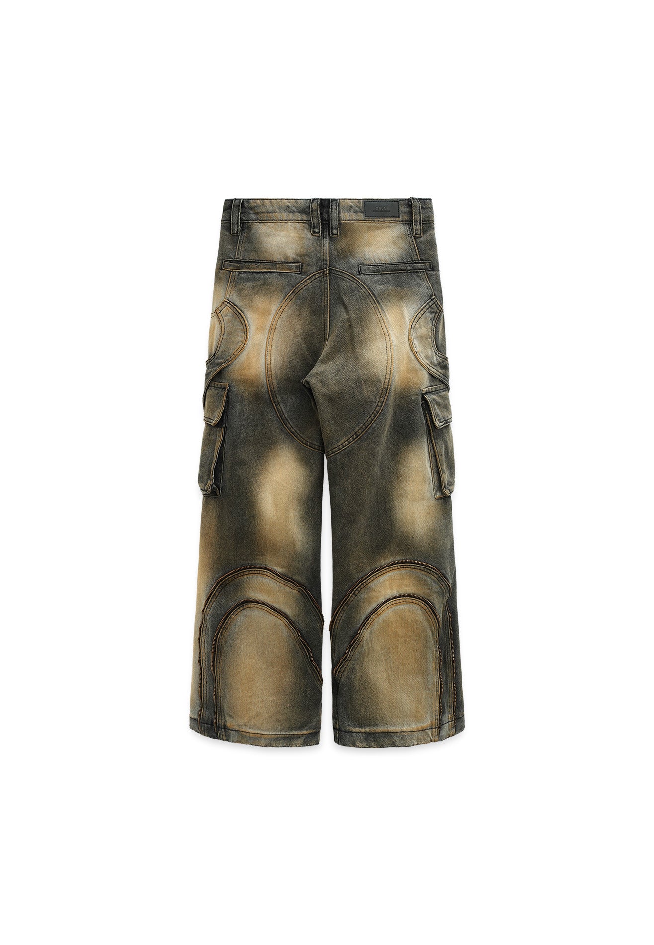 DRUM Zip Details Super Baggy Cargo Jeans- Black