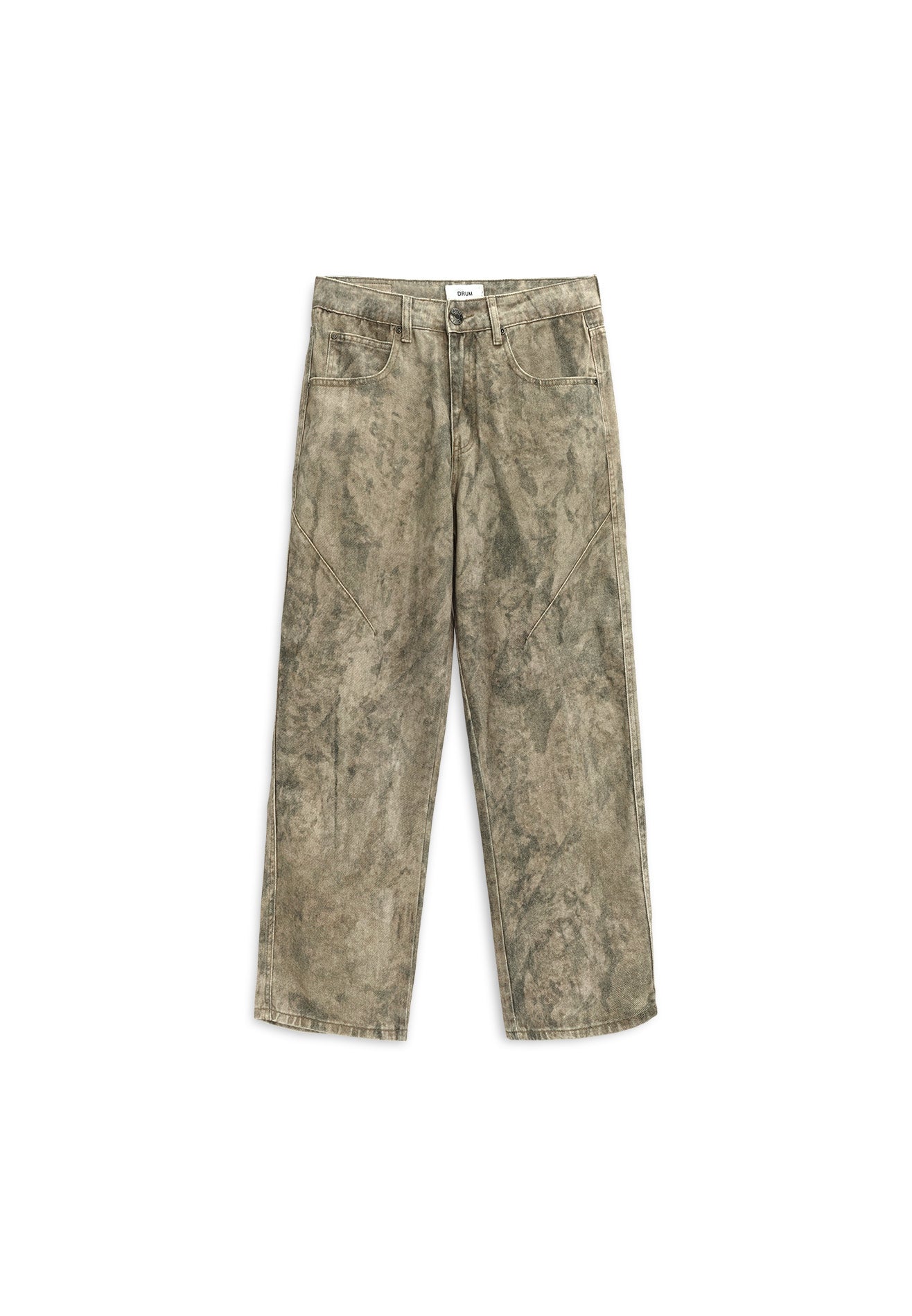 DRUM Digital Print Denim Straight Cut Jeans- Brown