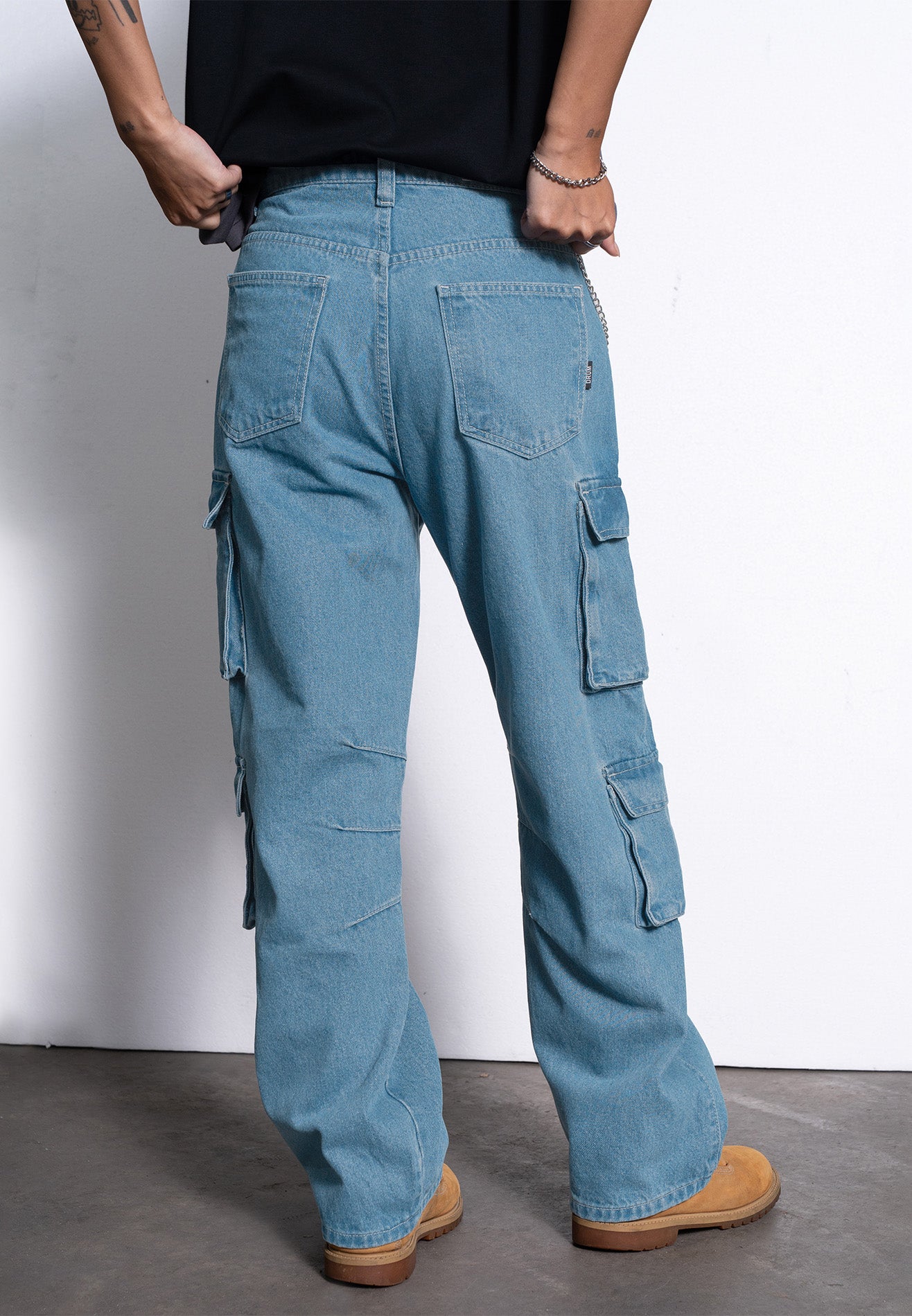 Select Women Denim Washed Pockets details Baggy Jeans- Blue