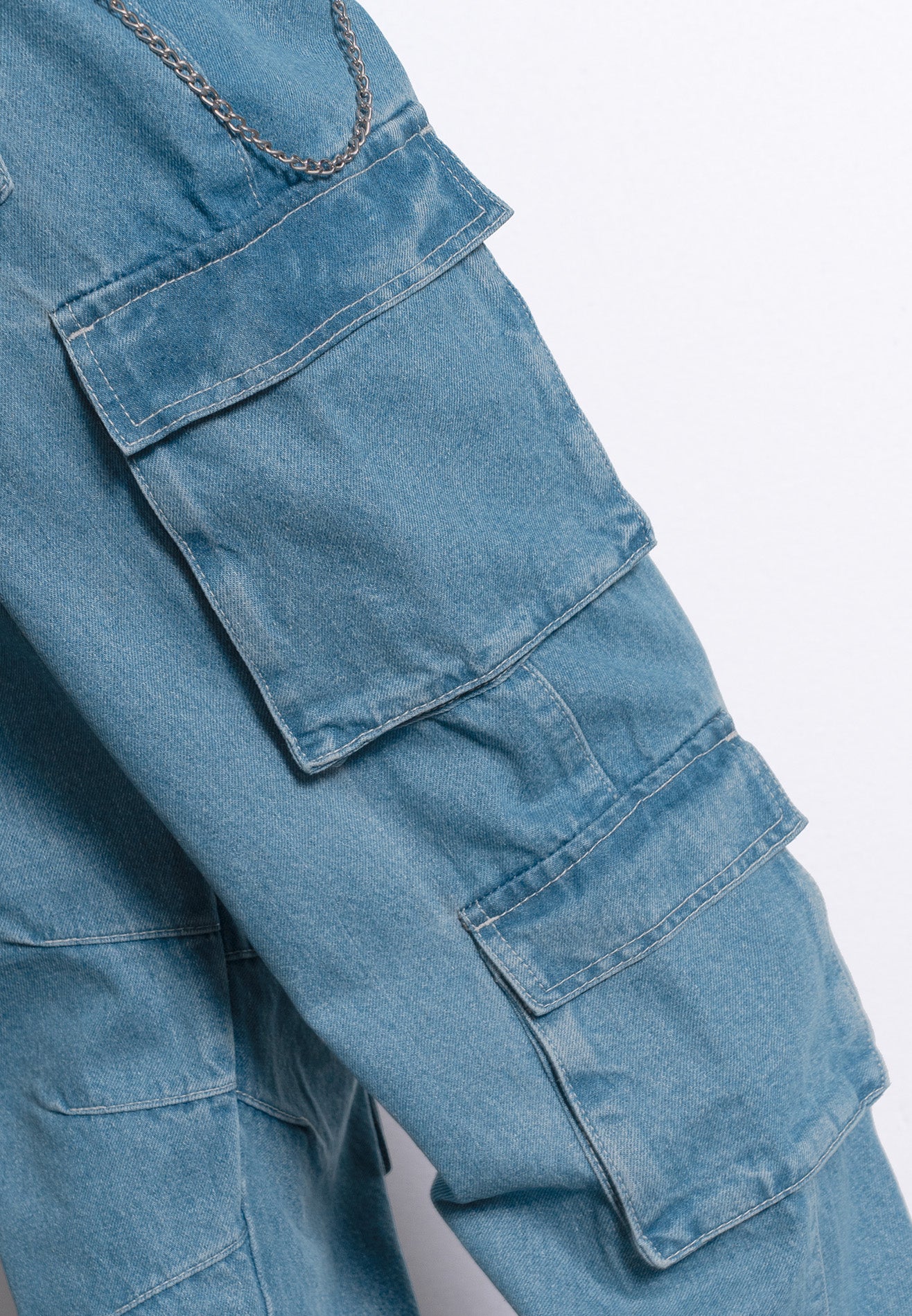 Select Women Denim Washed Pockets details Baggy Jeans- Blue