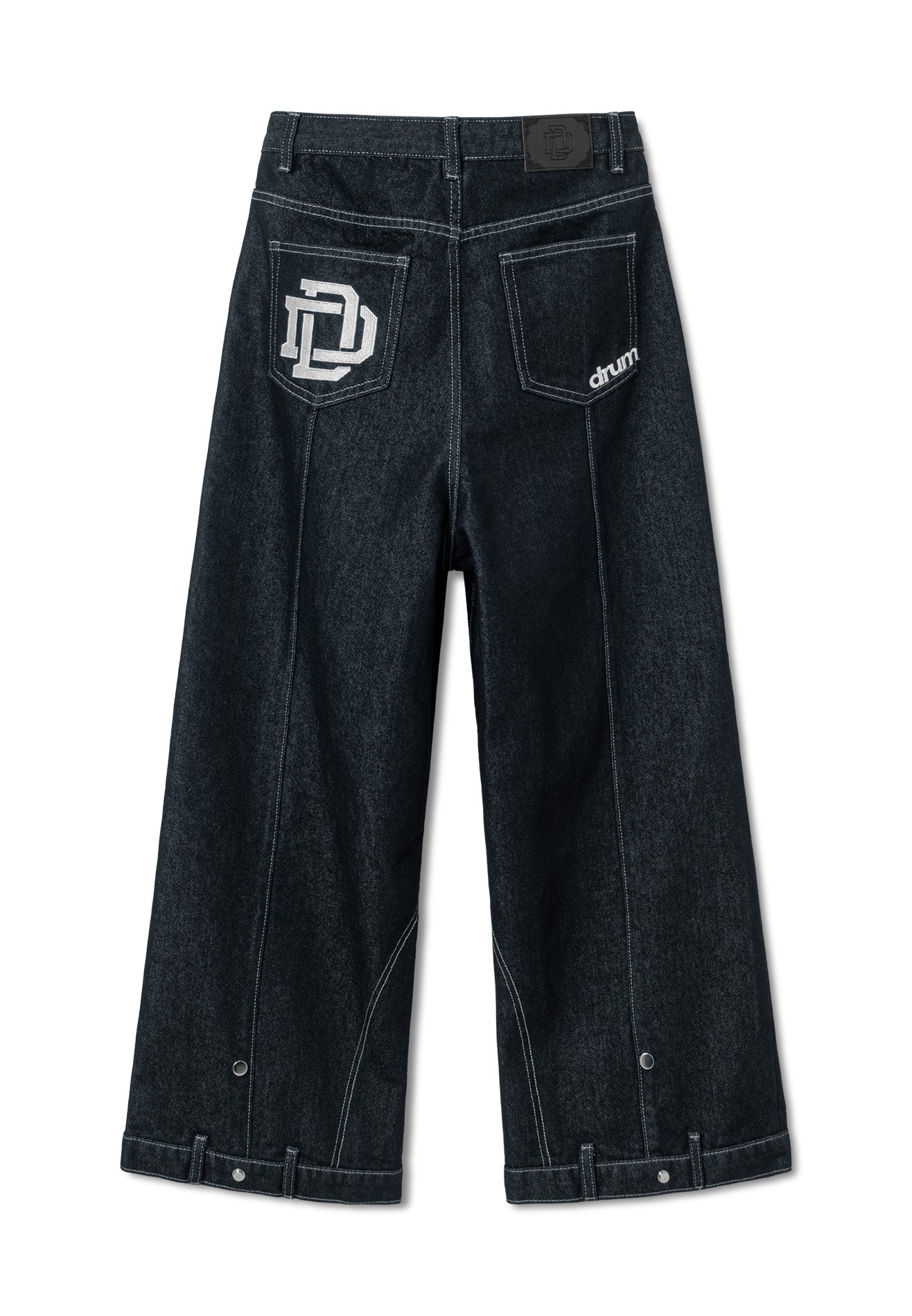 DRUM S. Denim Syndicate Clasp Buckle Bone Baggy Jeans- Navy
