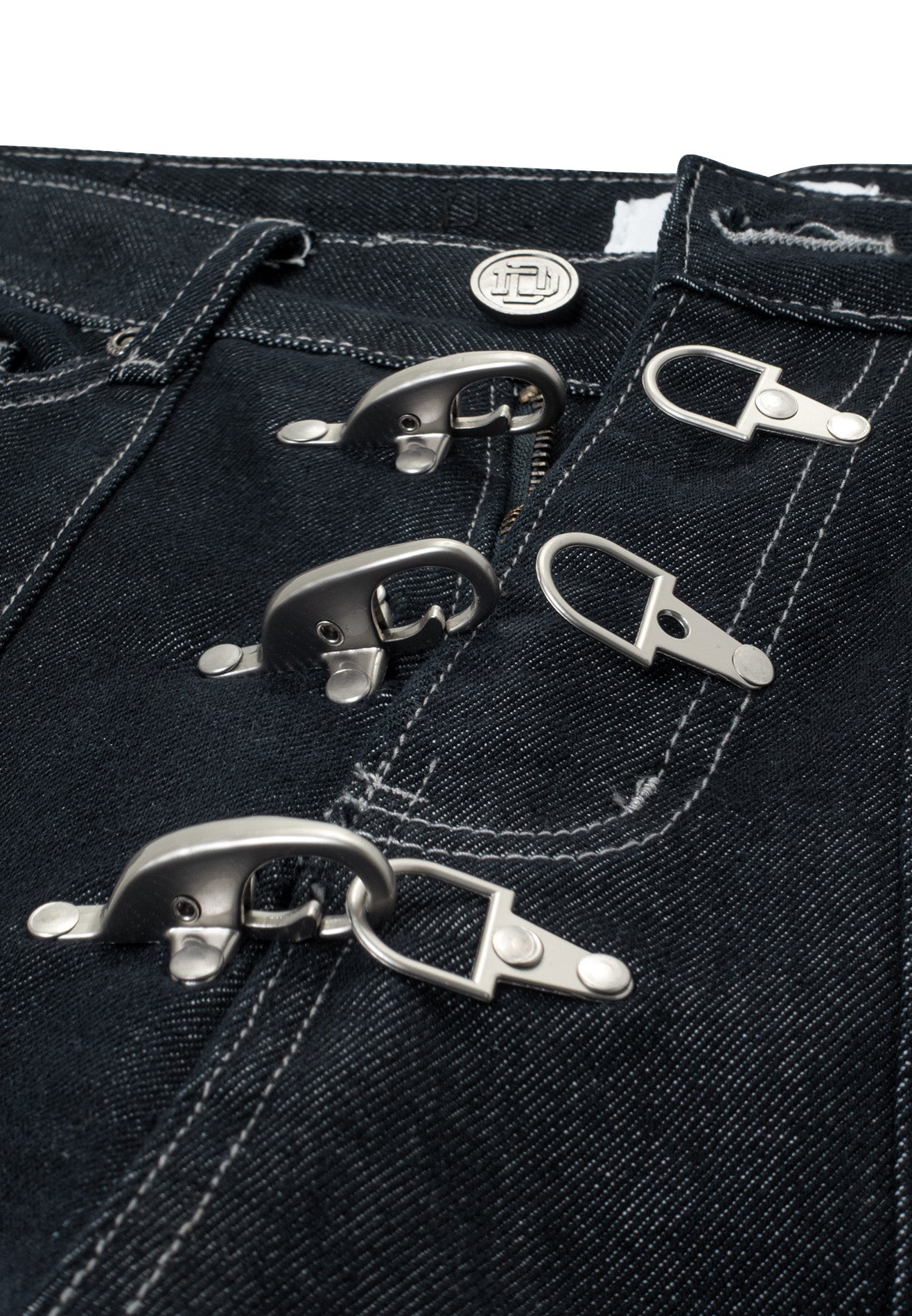 DRUM S. Denim Syndicate Clasp Buckle Bone Baggy Jeans- Navy
