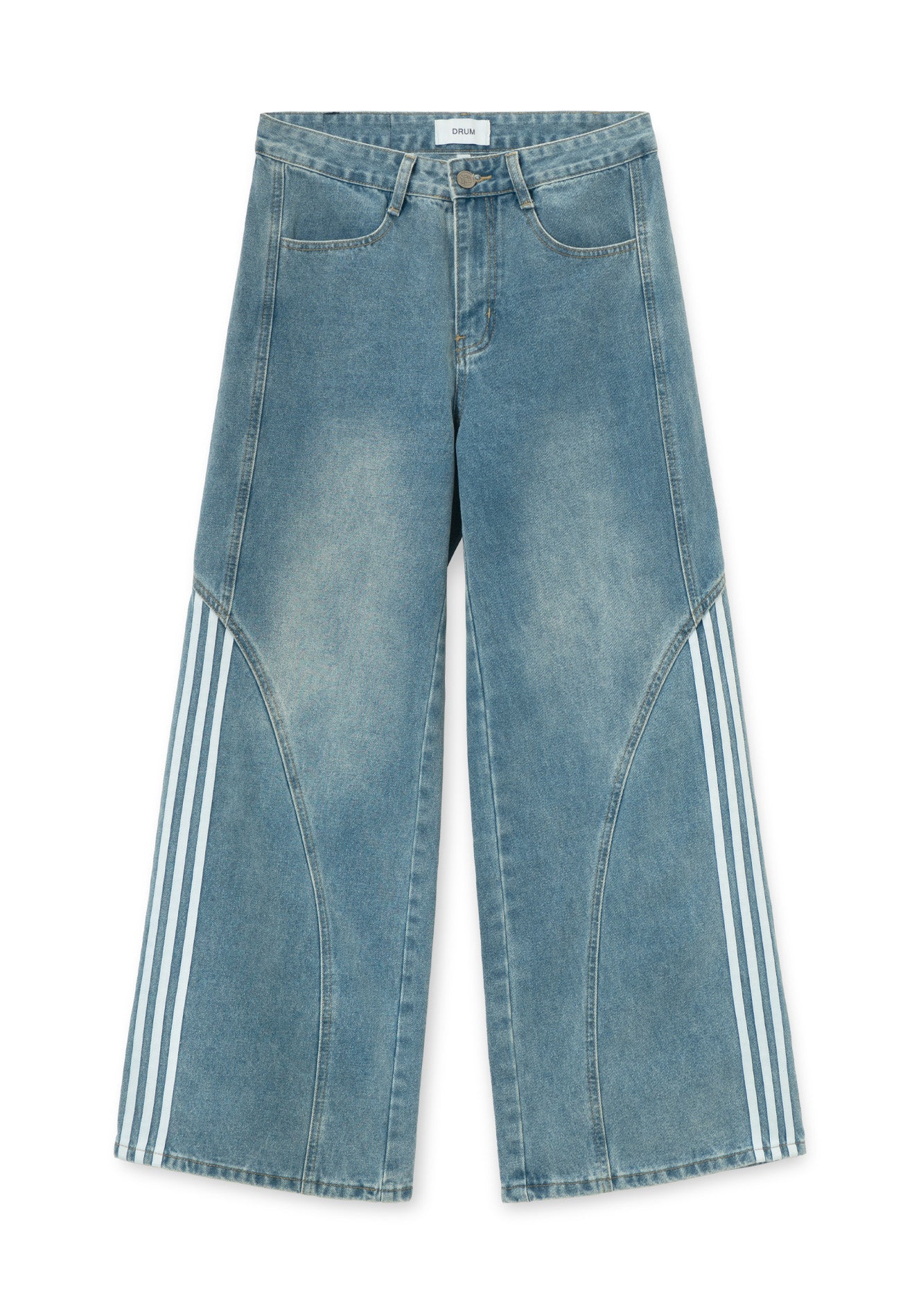 DRUM S. Grosgrain Tape Baggy Jeans- Light Blue