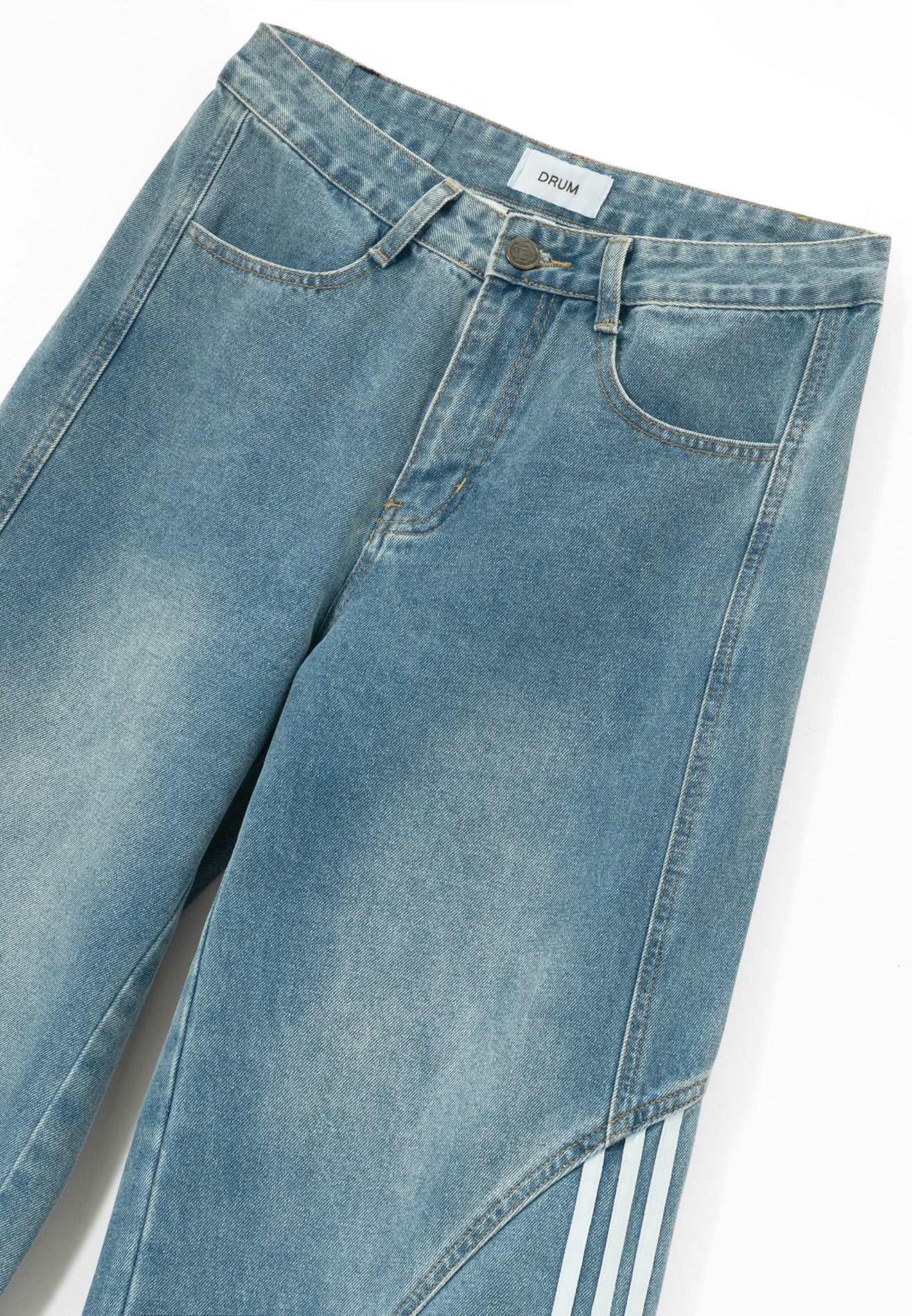 DRUM S. Grosgrain Tape Baggy Jeans- Light Blue