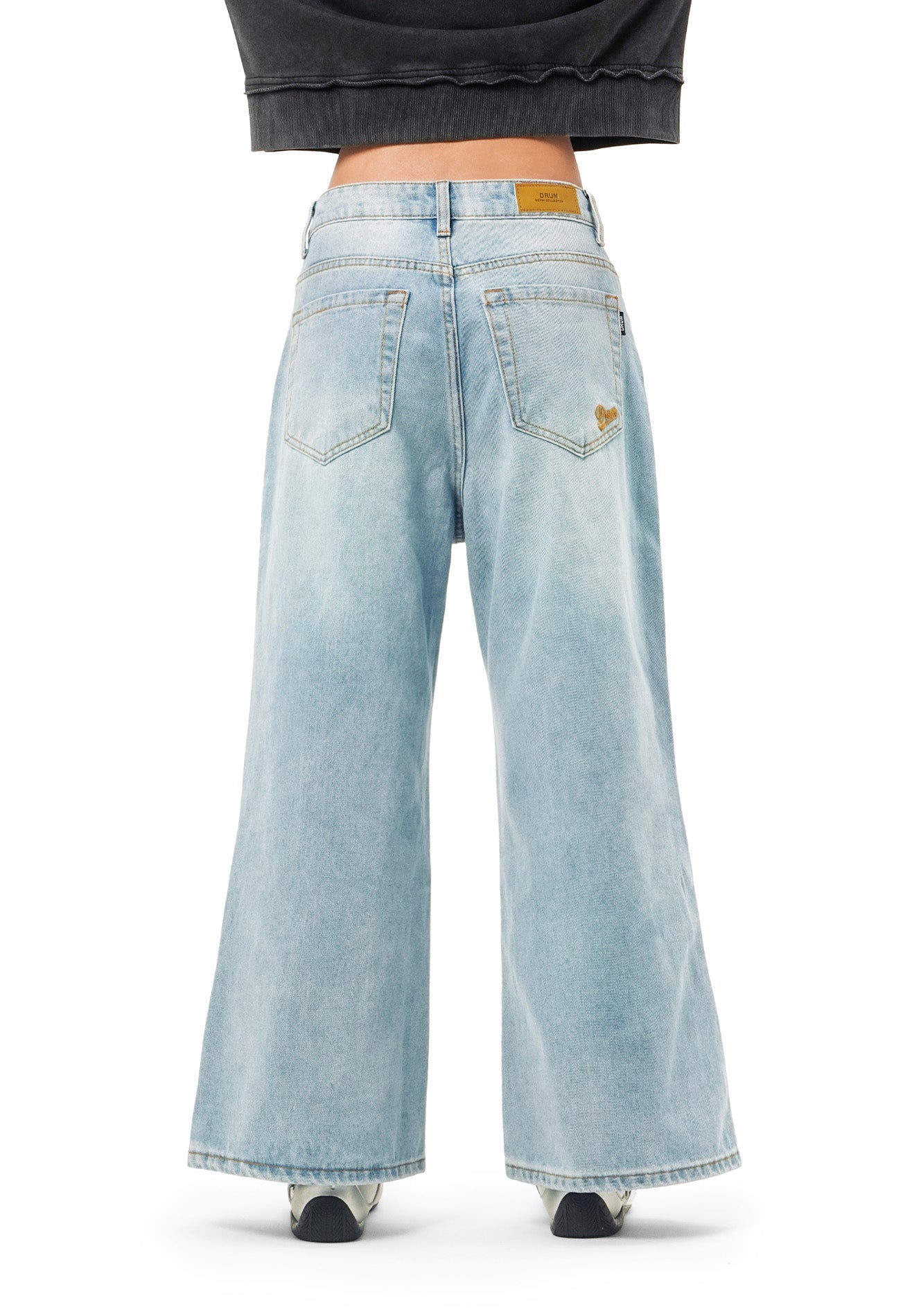 DRUM SELECT Women Wide Flare Long Jeans- Light Blue