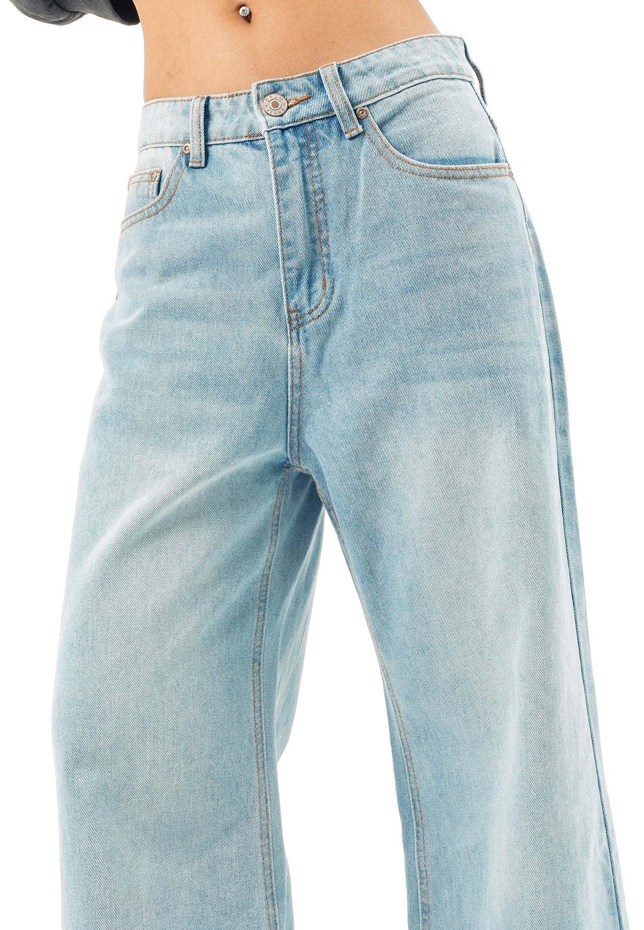DRUM SELECT Women Wide Flare Long Jeans- Light Blue