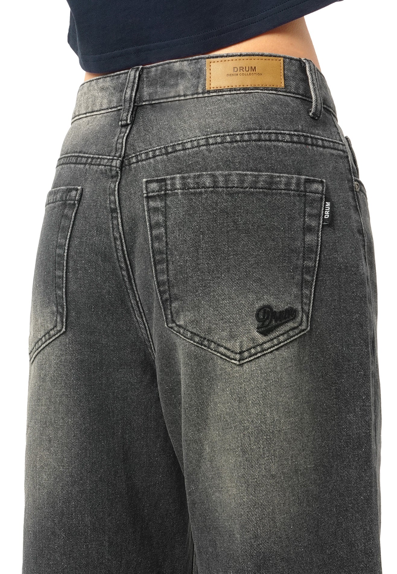 DRUM SELECT Women Wide Flare Long Jeans- Grey