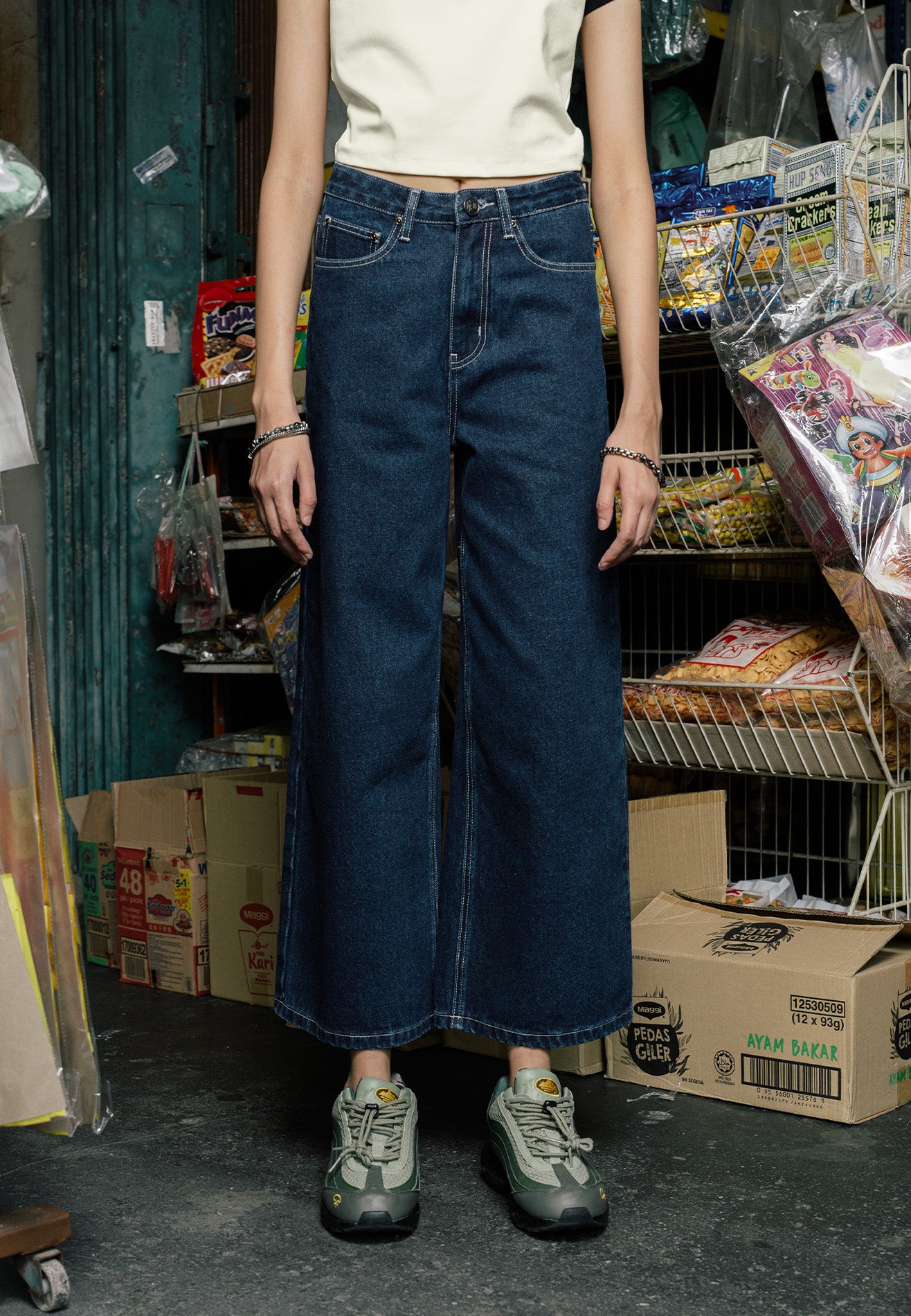 DRUM S. Women Baggy Long Jeans- Dark Blue
