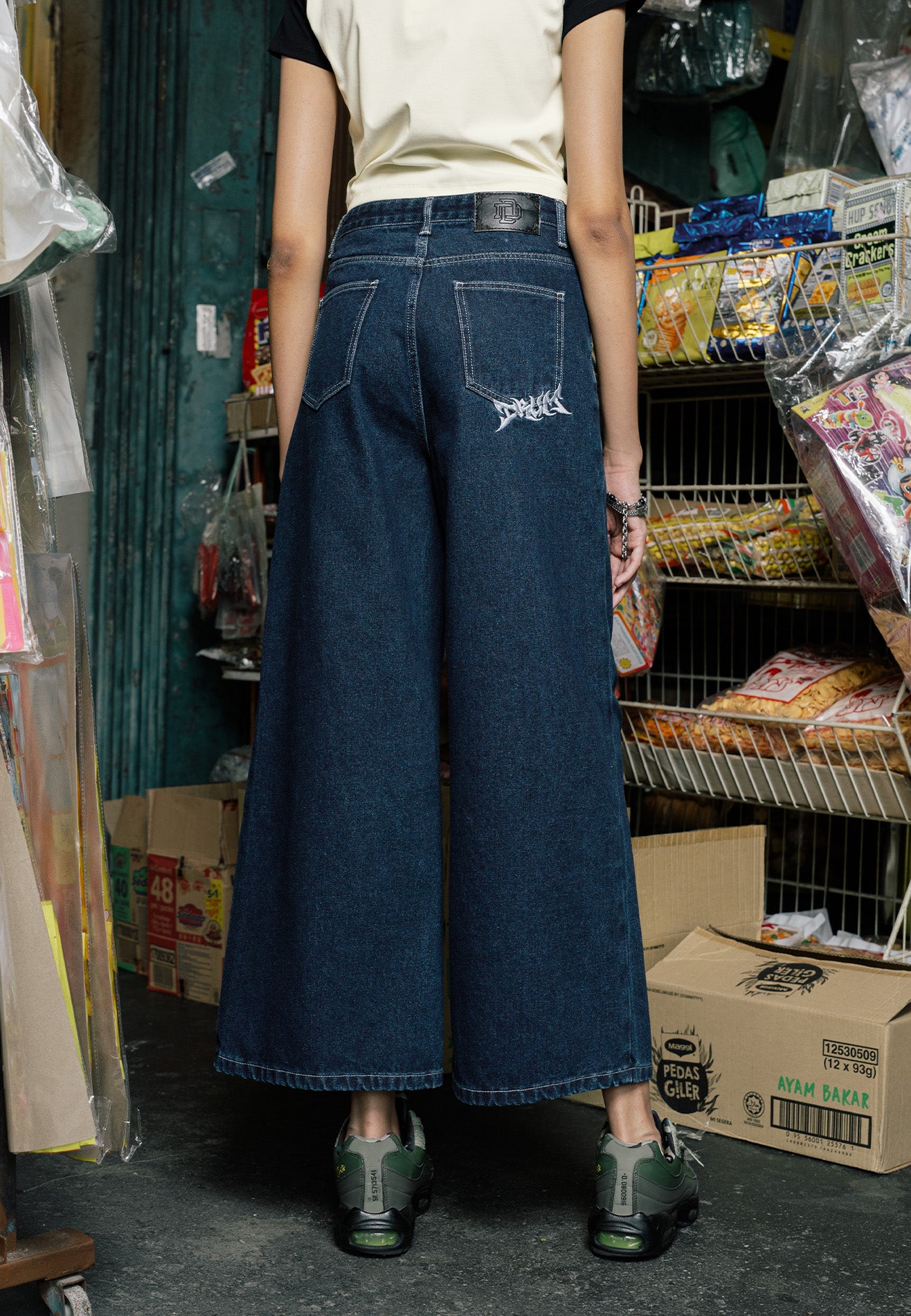 DRUM S. Women Baggy Long Jeans- Dark Blue