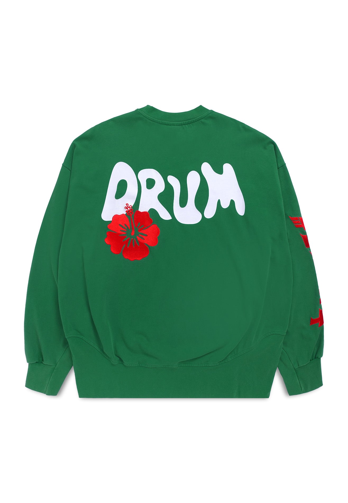 DRUM | ULTRAMAN Hibiscus Icon Stone Wash Oversized Jumper- Green