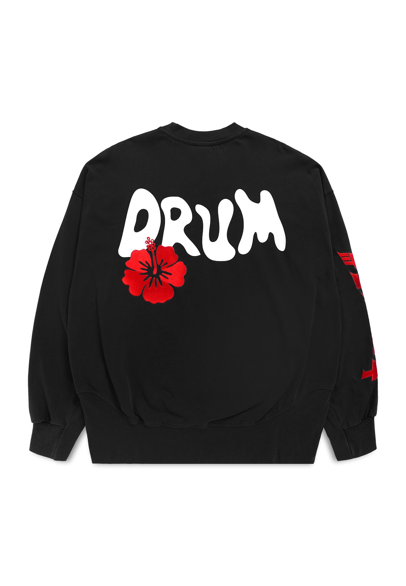 DRUM | ULTRAMAN Hibiscus Icon Stone Wash Oversized Jumper- Black