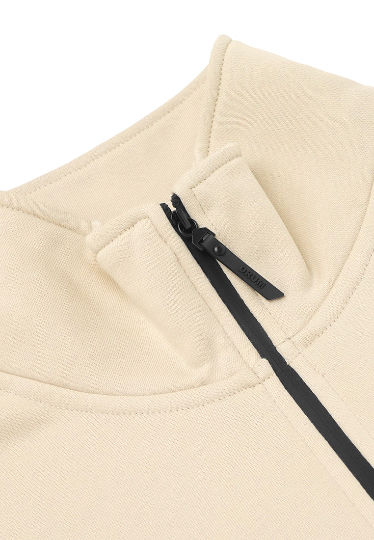 DRUM Select Women Zipper Slogan Crop Jumper - Khaki