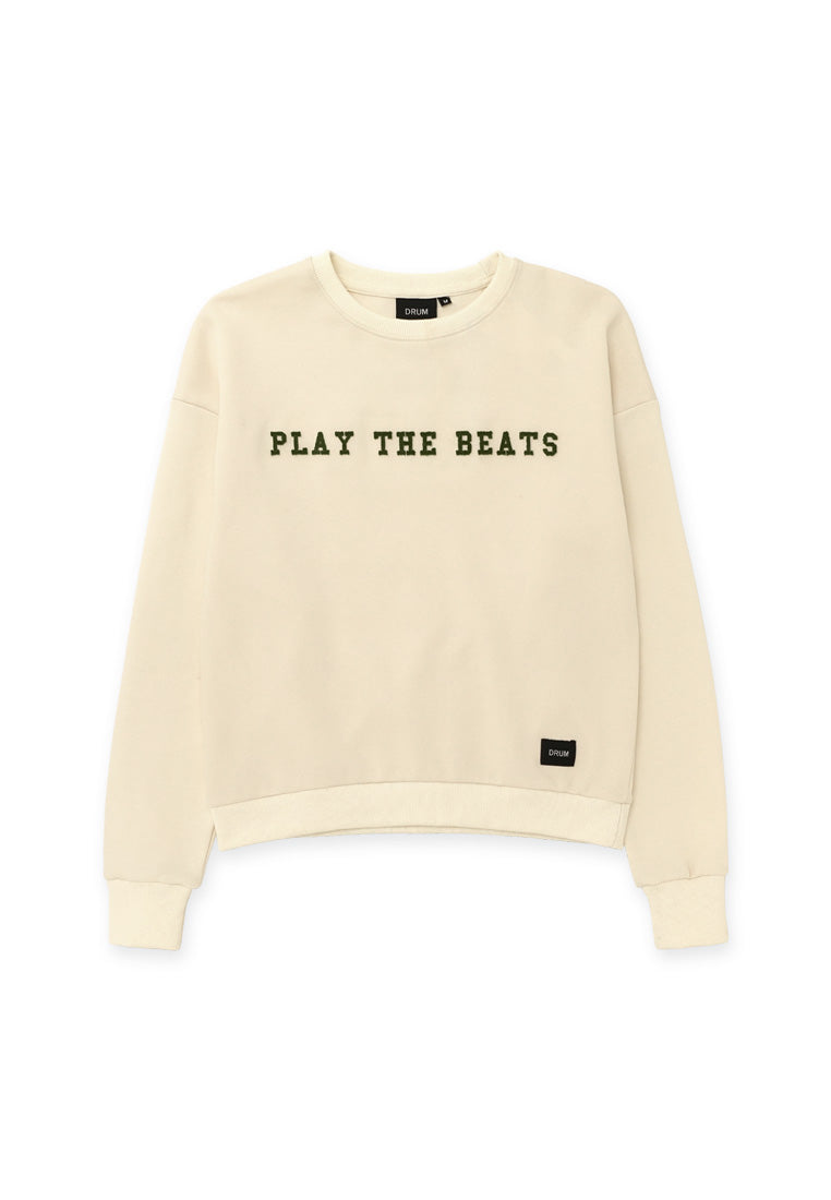 DRUM SELECT Women Toothbrush Embroidery Crop Jumper - Beige