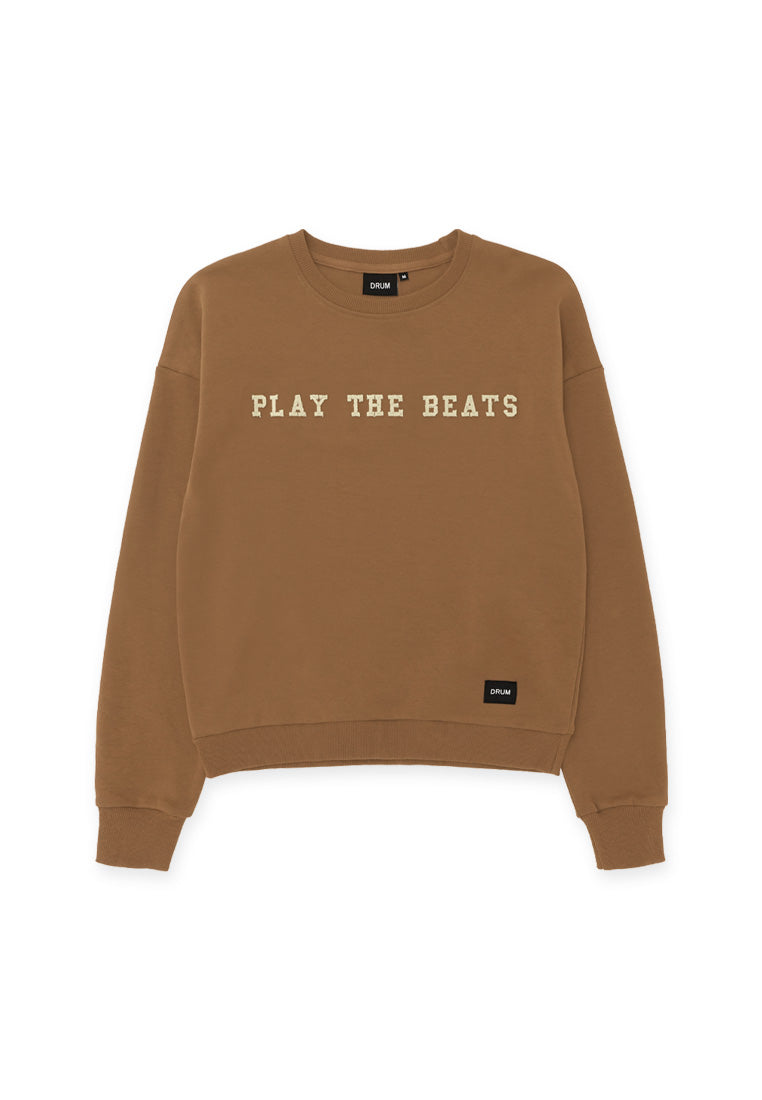 DRUM SELECT Women Toothbrush Embroidery Crop Jumper - Brown