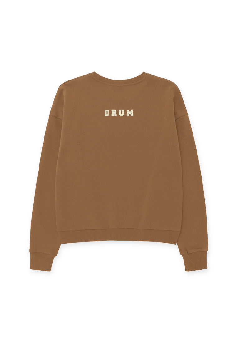 DRUM SELECT Women Toothbrush Embroidery Crop Jumper - Brown