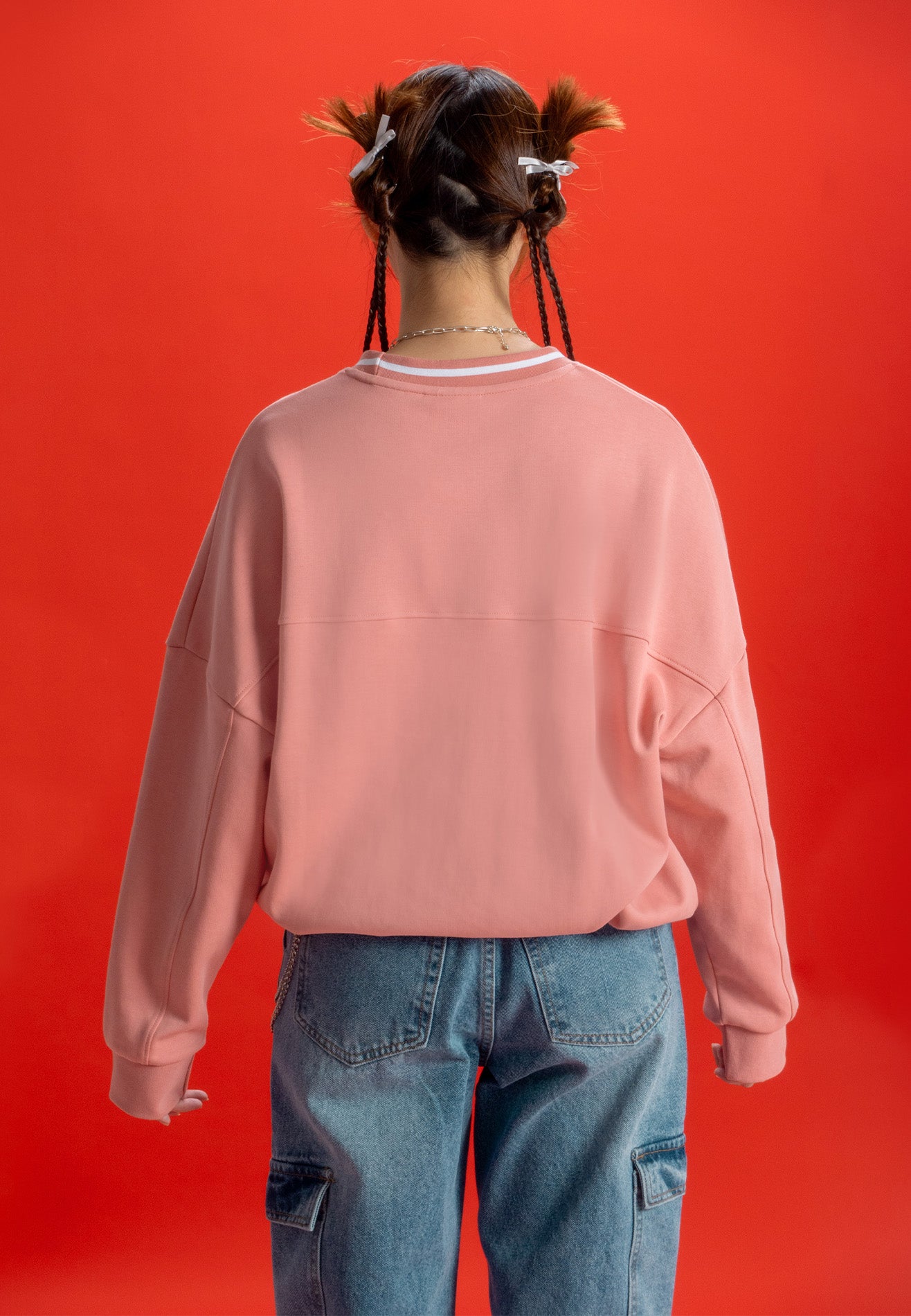 DRUM SELECT Women Oversized Drawstring Jumper - Pink
