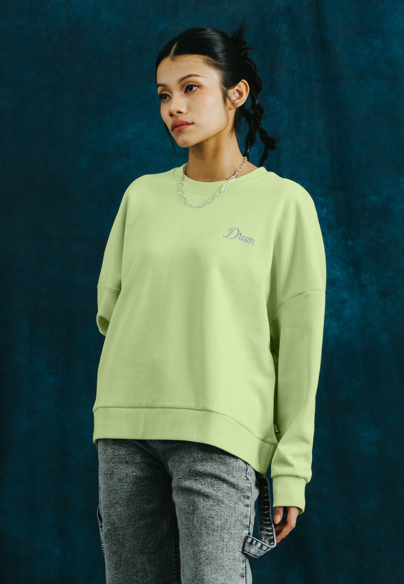 SELECT Women Oversized Reflective Jumper - Green