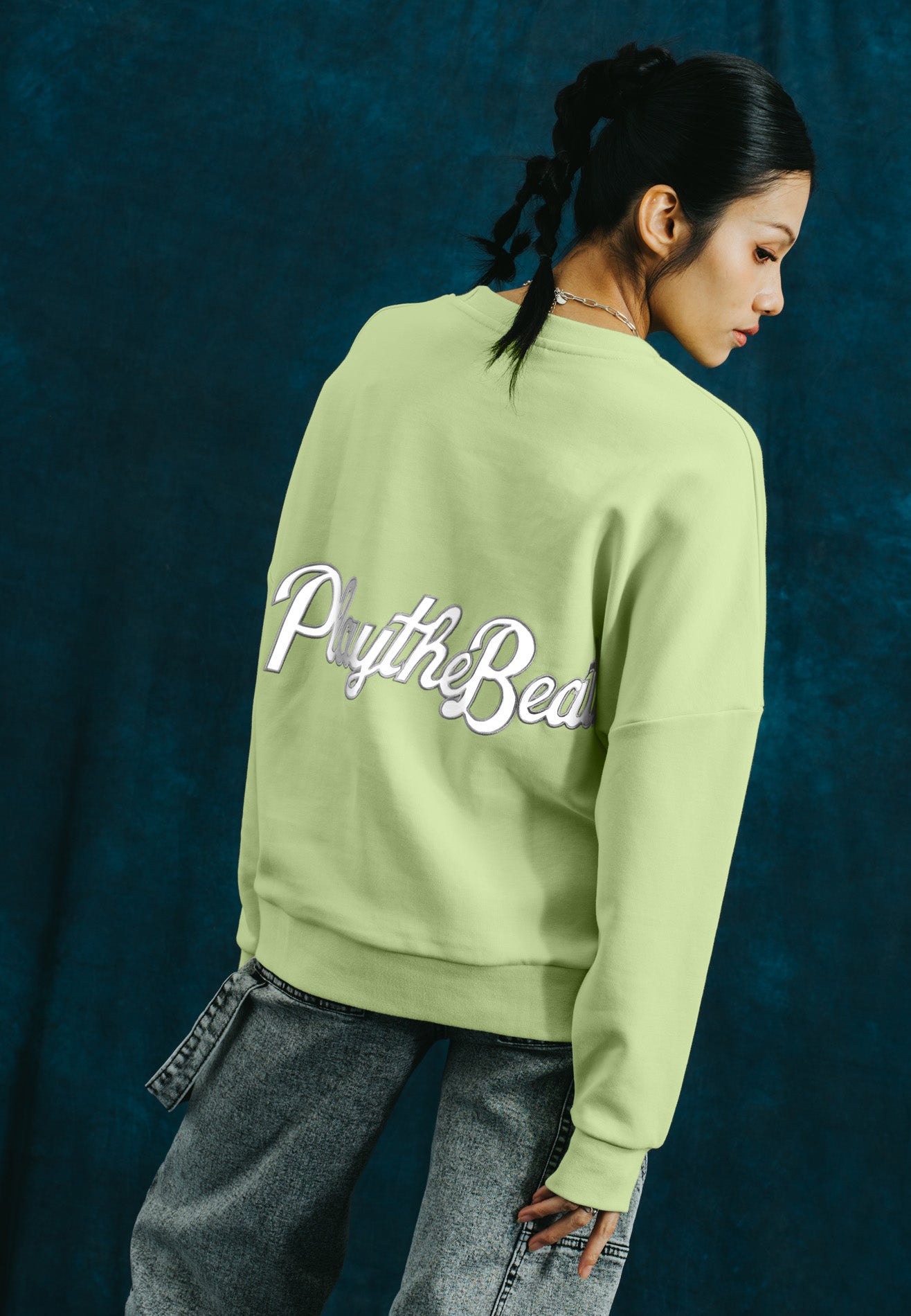 SELECT Women Oversized Reflective Jumper - Green