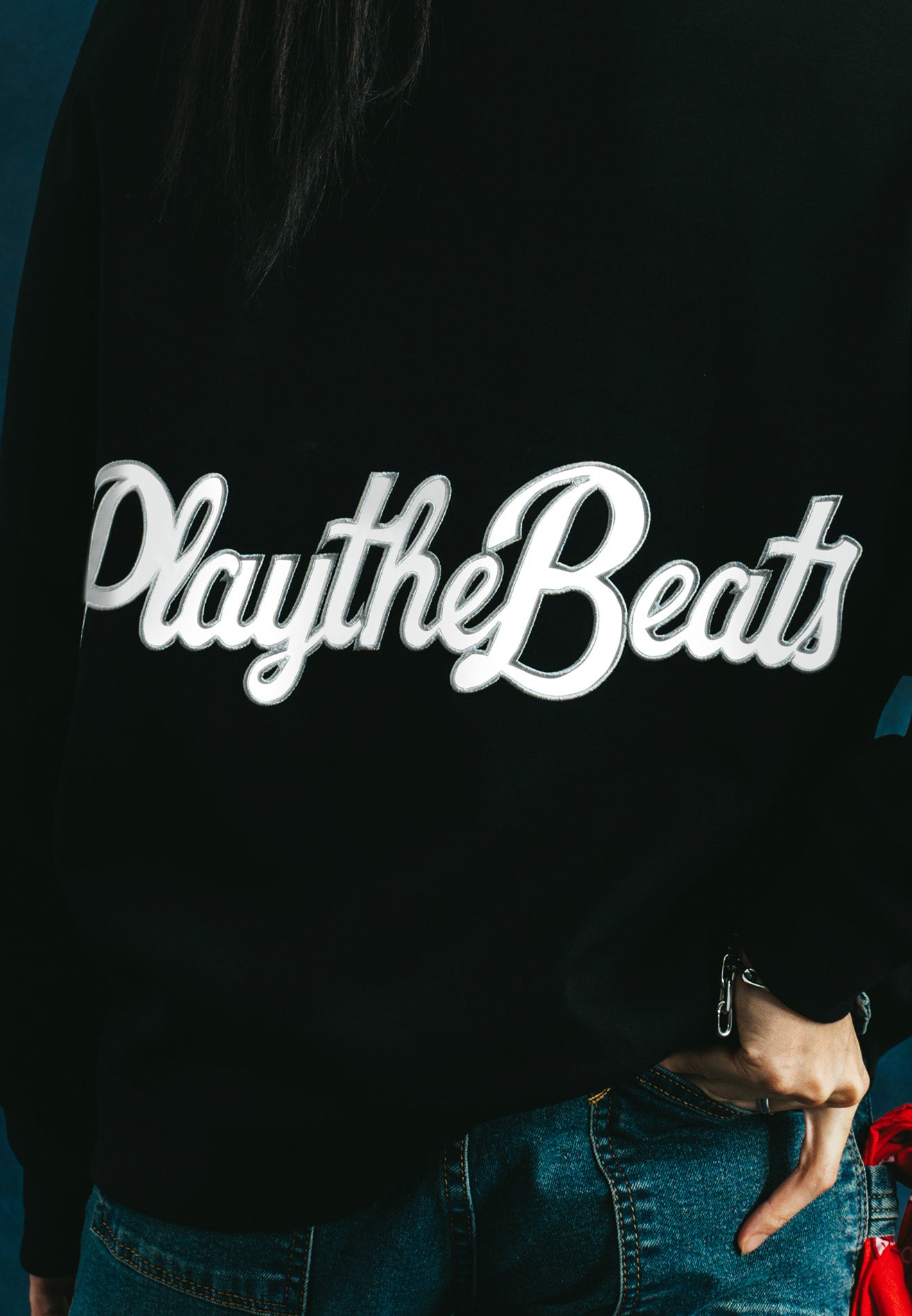 SELECT Women Oversized Reflective Jumper - Black