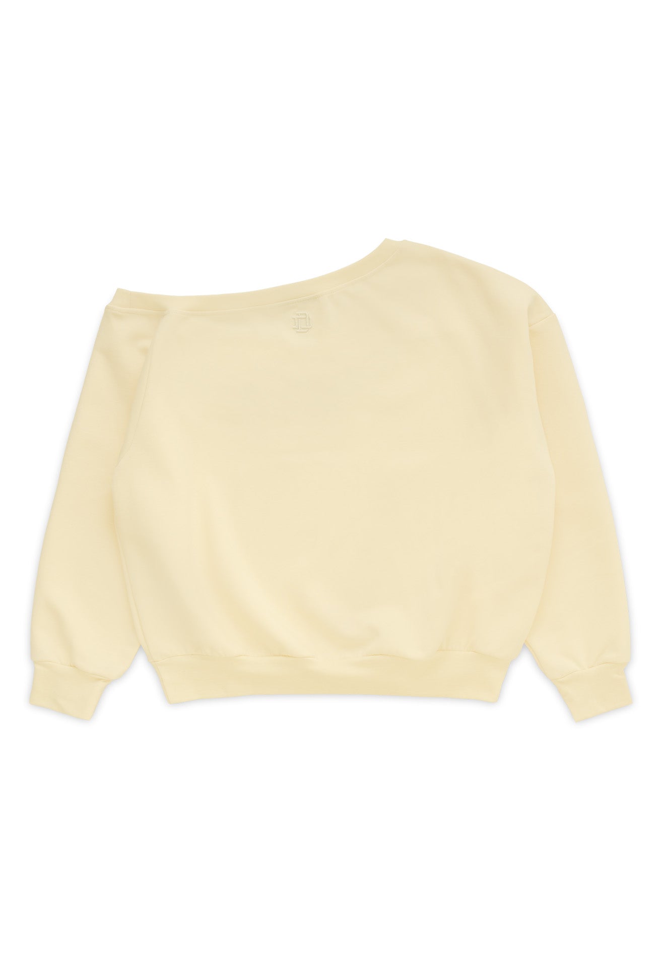 DRUM S. Women Asymmetrical Slogan Embroidery Jumper- Beige