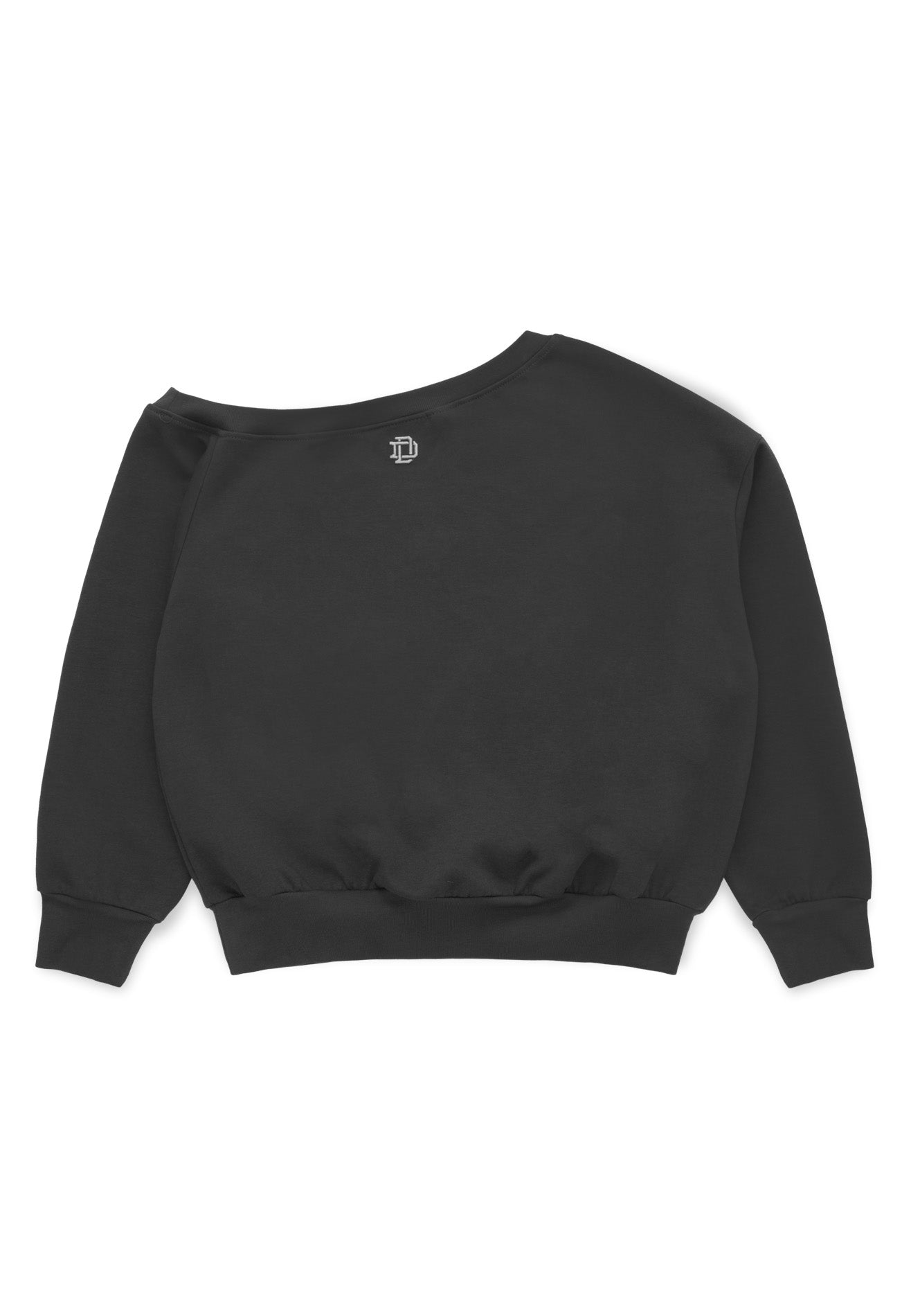 DRUM S. Women Asymmetrical Slogan Embroidery Jumper- Dark Grey