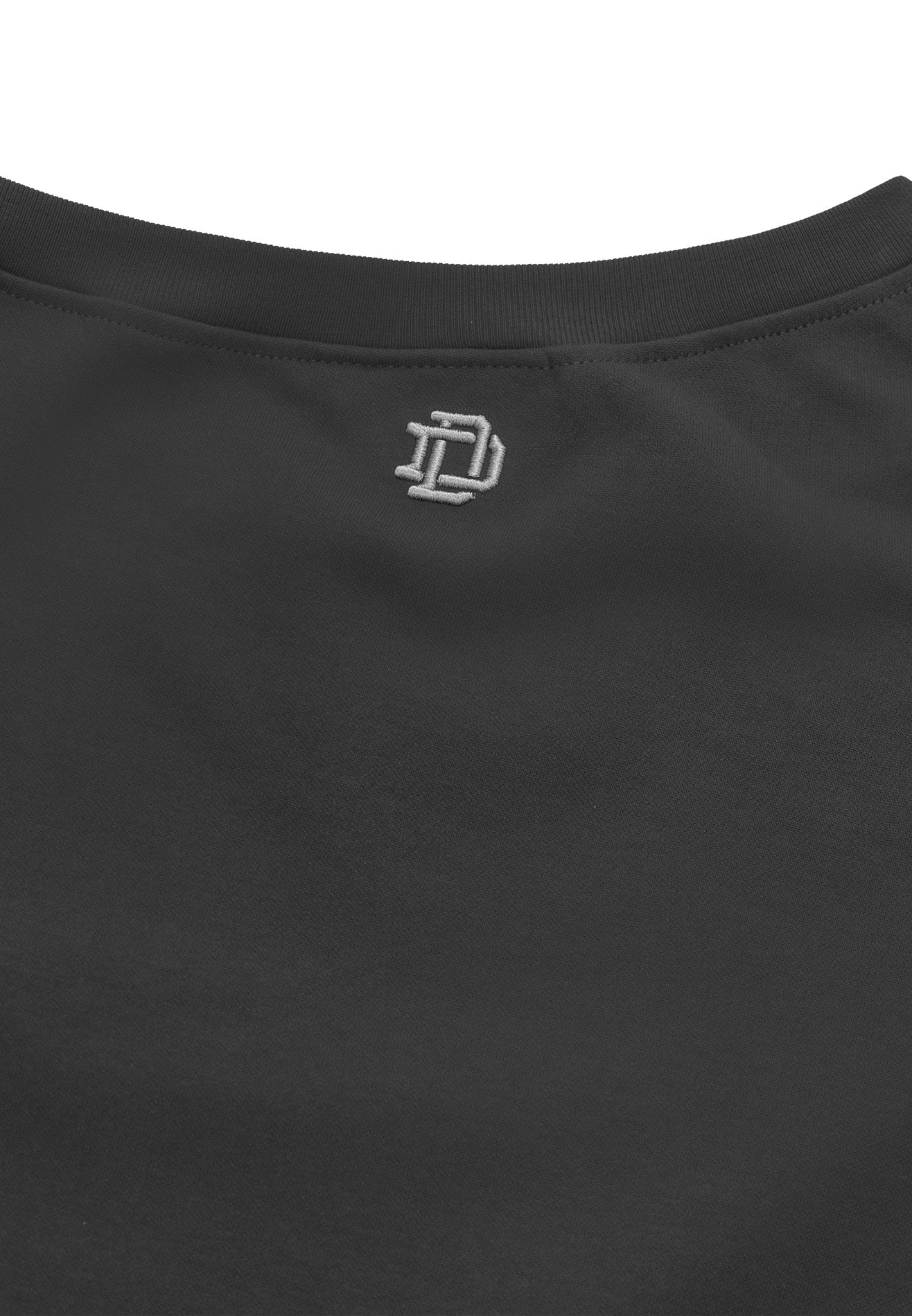 DRUM S. Women Asymmetrical Slogan Embroidery Jumper- Dark Grey