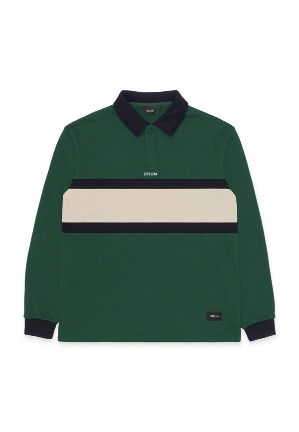 DRUM SELECT Long Sleeve Polo Shirt- Green